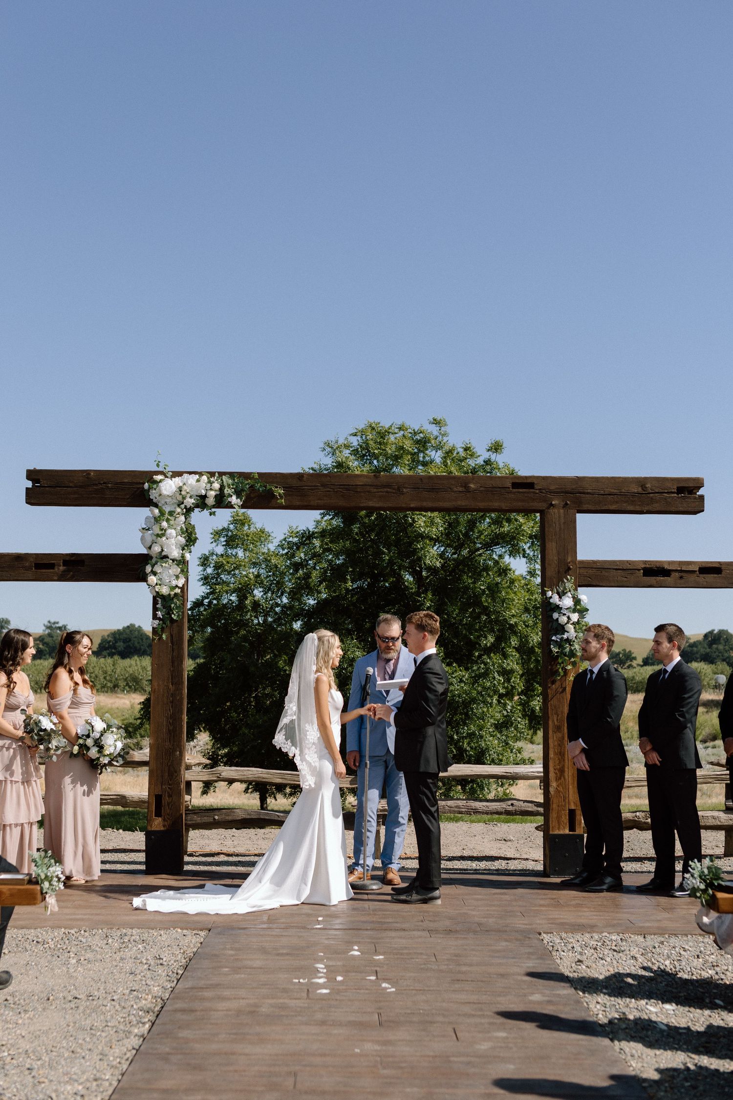 Couple on wedding day Cottonwood, California, captured by Makayla Miranda Photo.