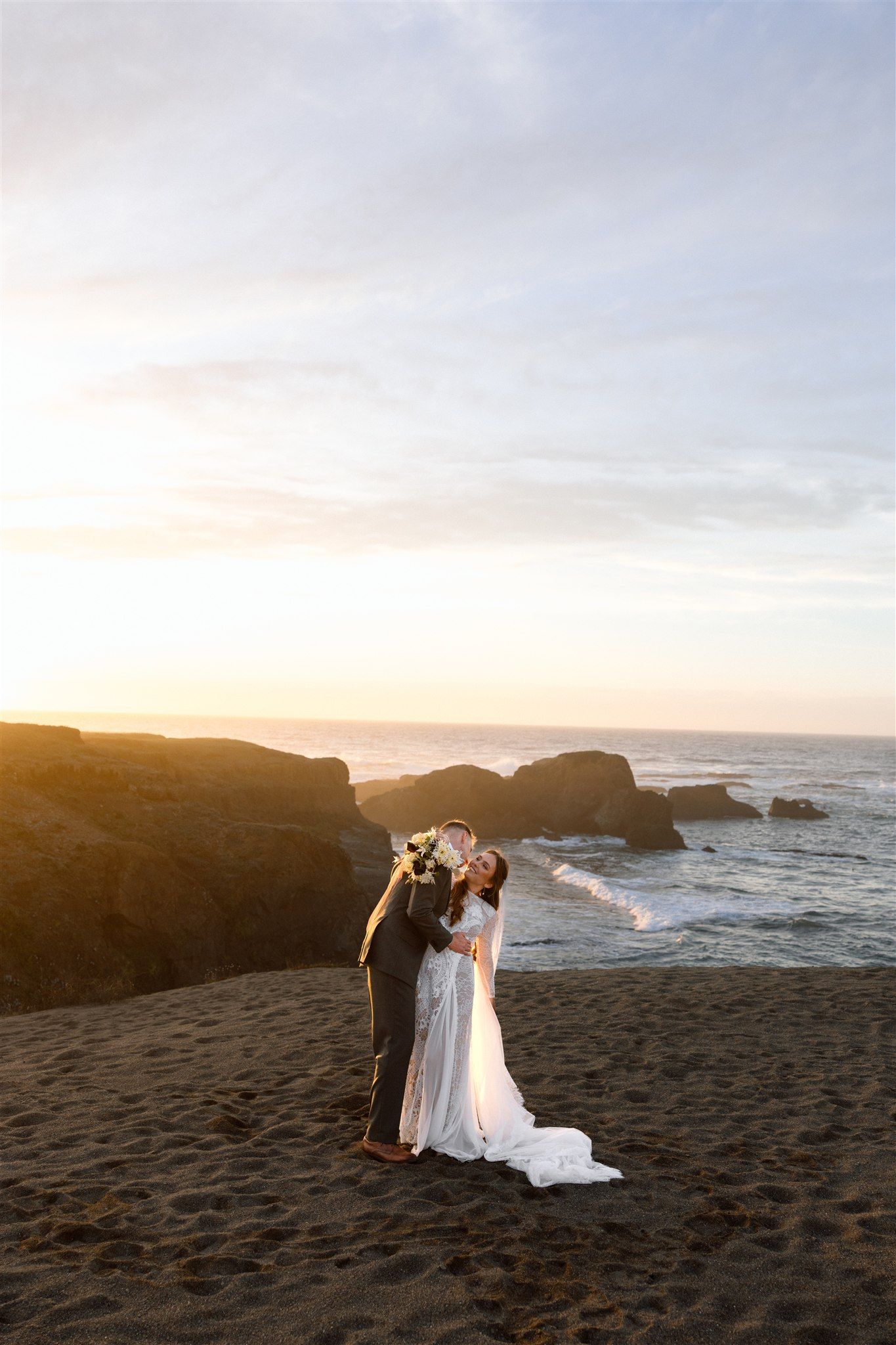 Wedding day golden hour portraits at Spring Ranch in Mendocino, California, captured by Makayla Miranda Photo