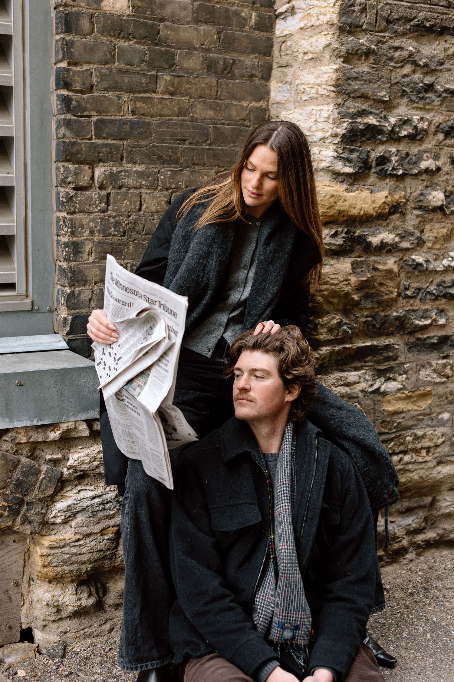 Couples session in North Loop Minneapolis, Minnesota. Captured by Makayla Miranda Photo.