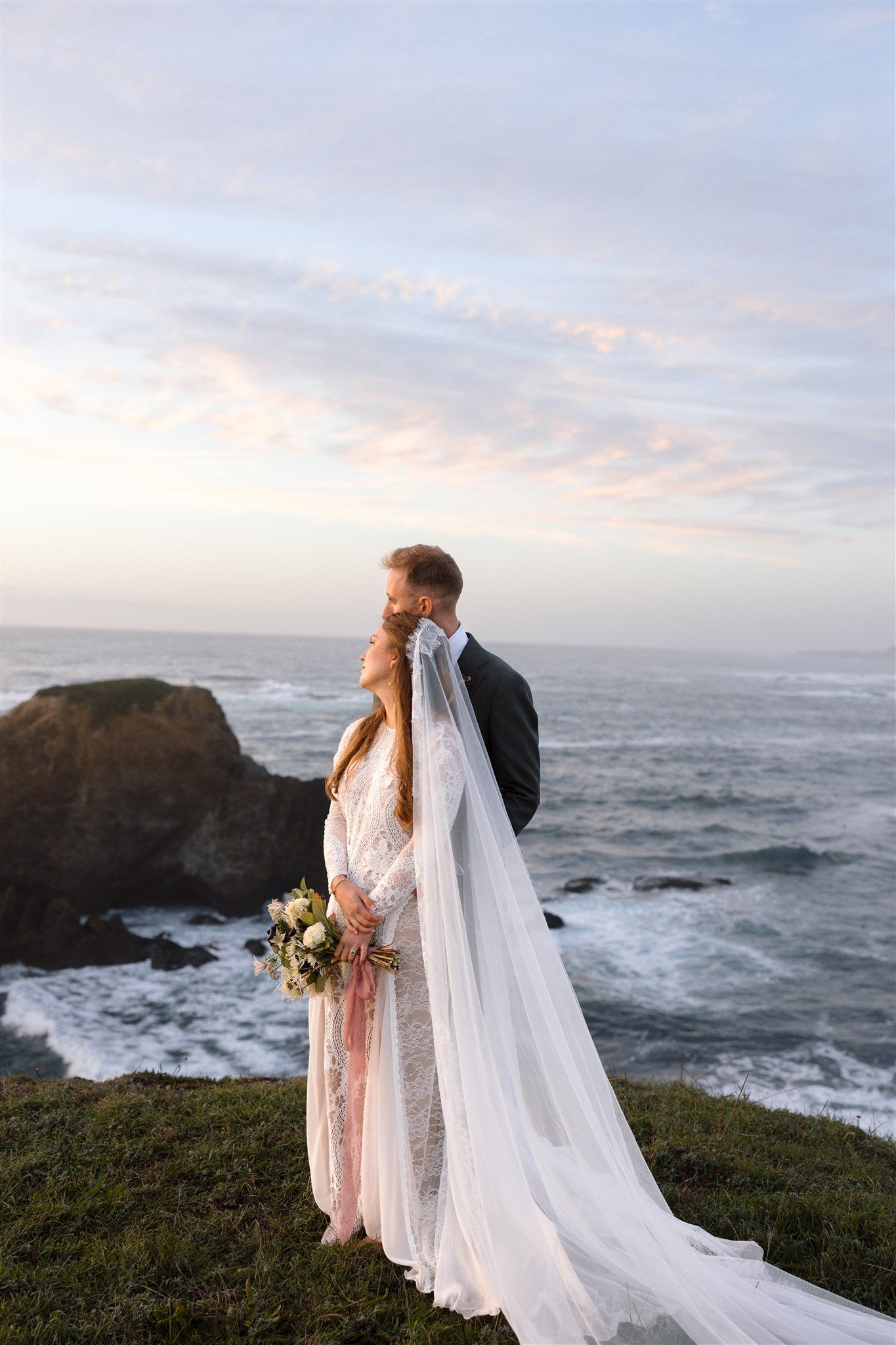 Wedding day golden hour portraits at Spring Ranch in Mendocino, California, captured by Makayla Miranda Photo