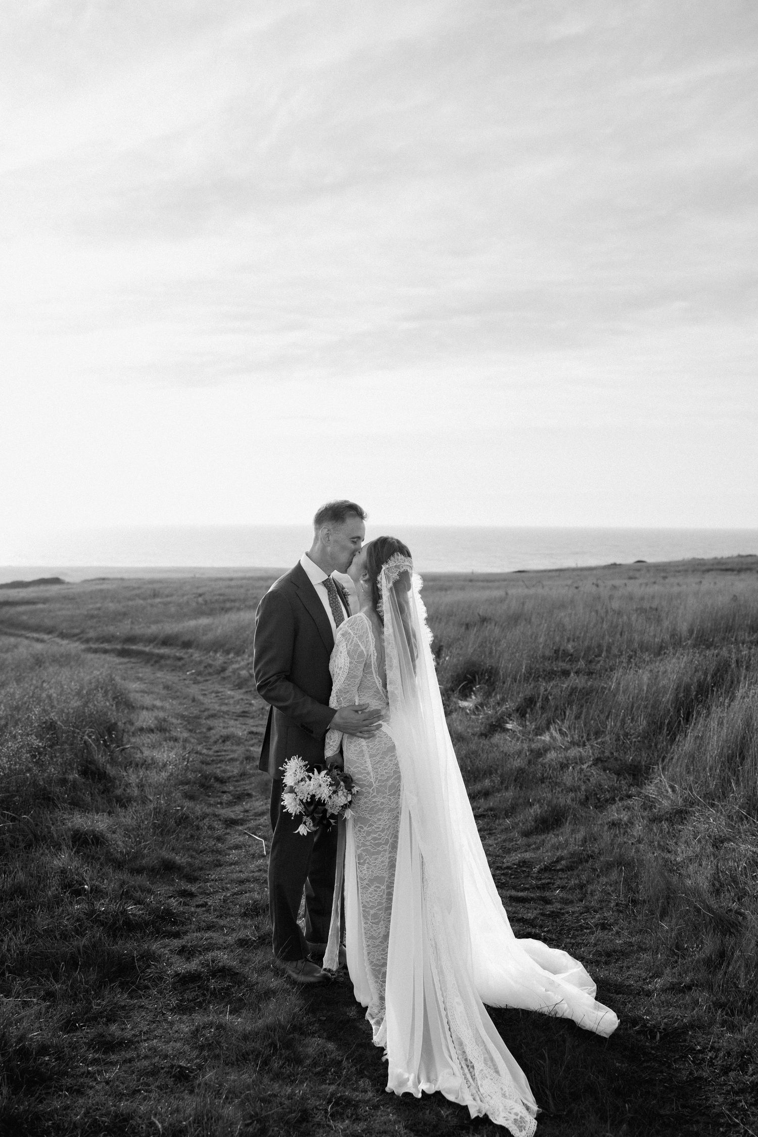 Wedding day golden hour portraits at Spring Ranch in Mendocino, California, captured by Makayla Miranda Photo