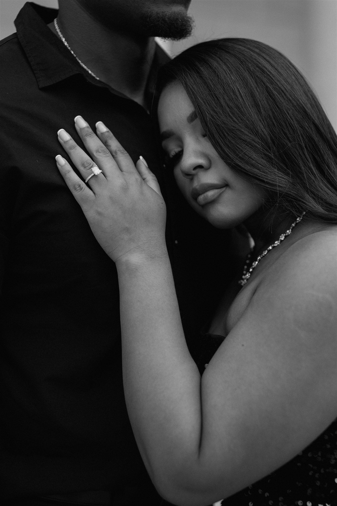 Couple posing for their engagement session at the Legion of Honor Museum in San Francisco, California, captured by Makayla Miranda Photo