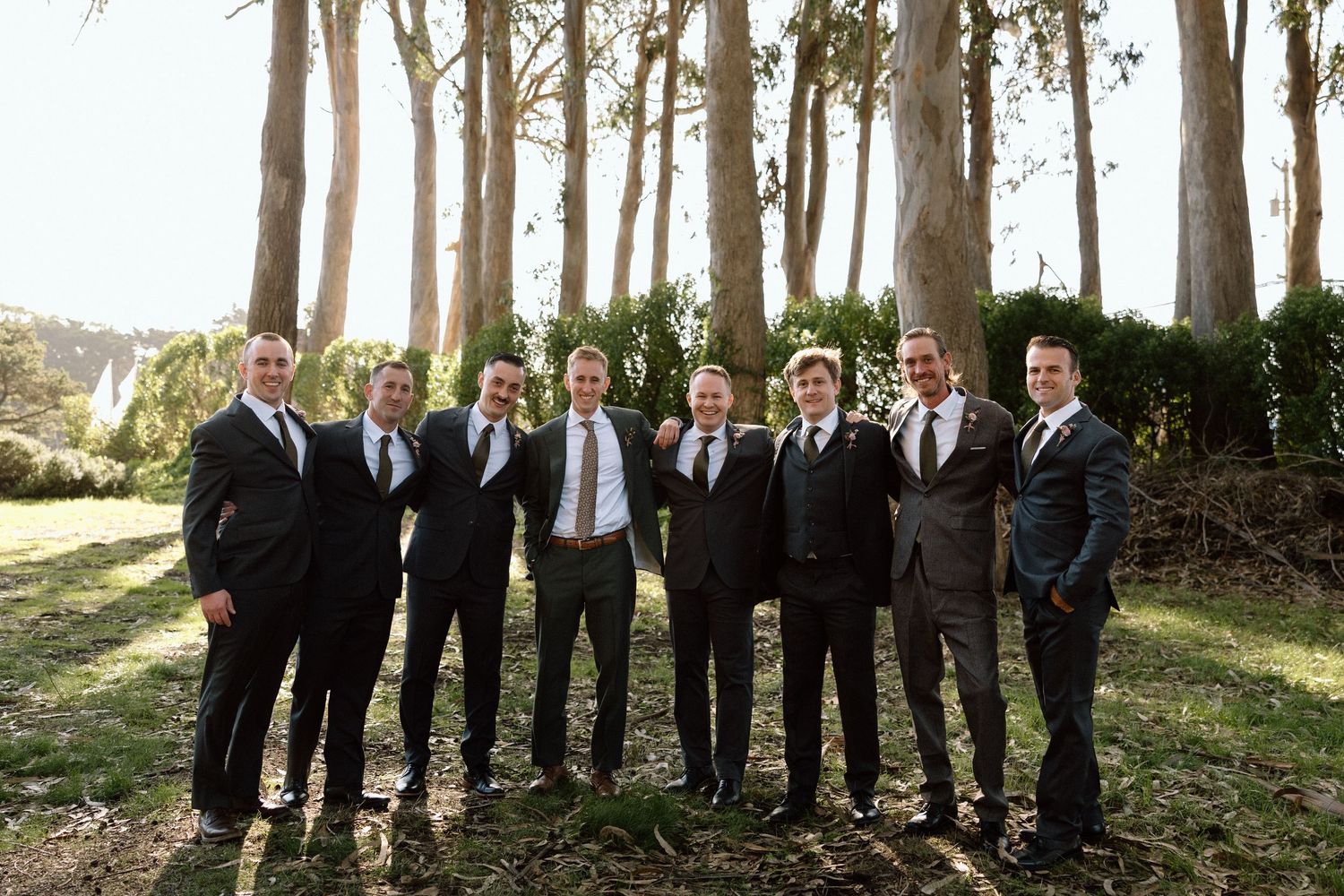 Groomsmen on wedding day at Spring Ranch in Mendocino, California, captured by Makayla Miranda Photo