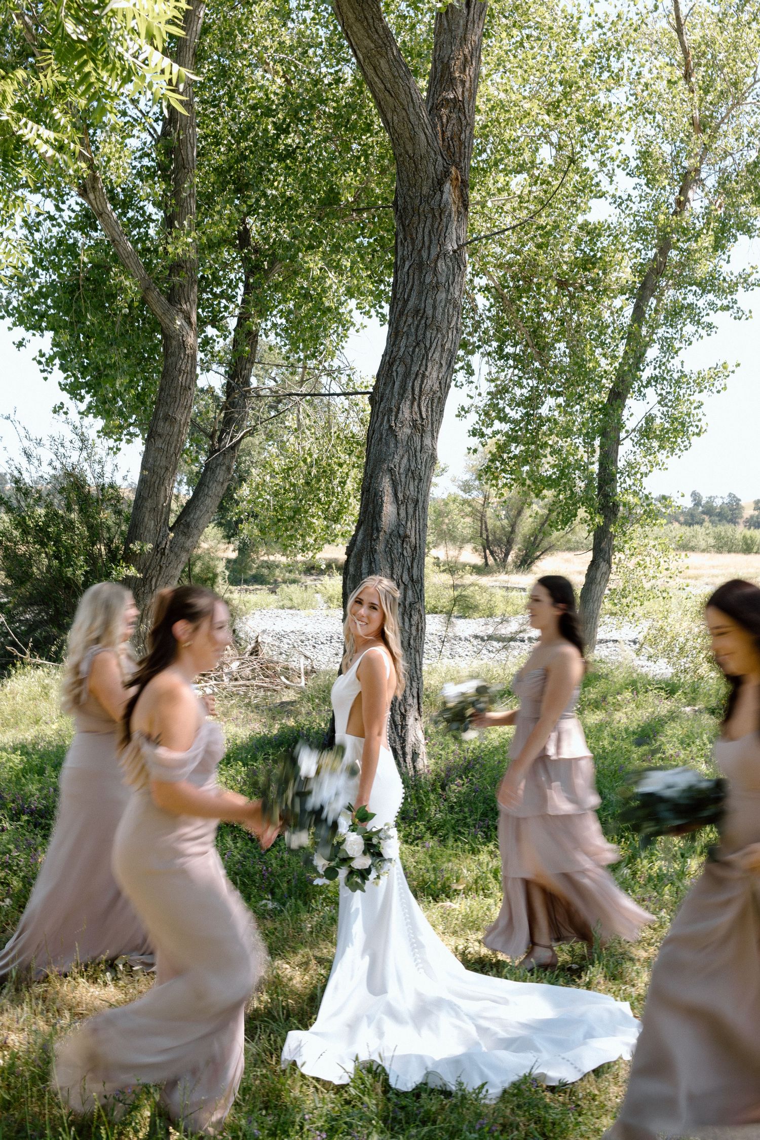 Bridal party on wedding day Cottonwood, California, captured by Makayla Miranda Photo.