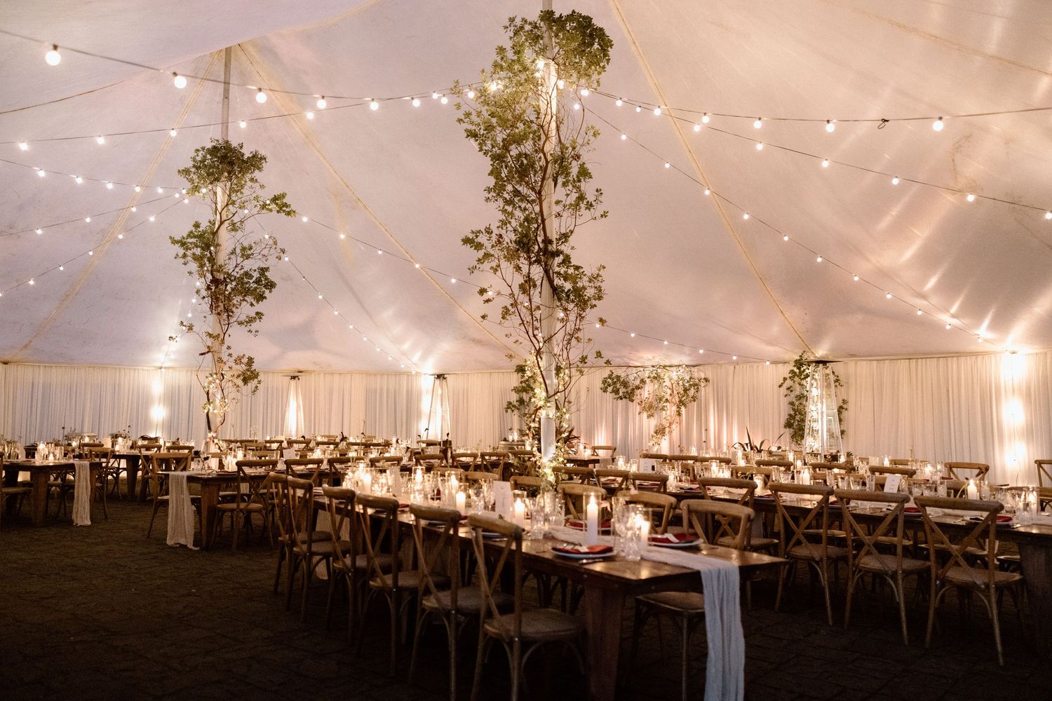 Wedding day reception space at Spring Ranch in Mendocino, California, captured by Makayla Miranda Photo