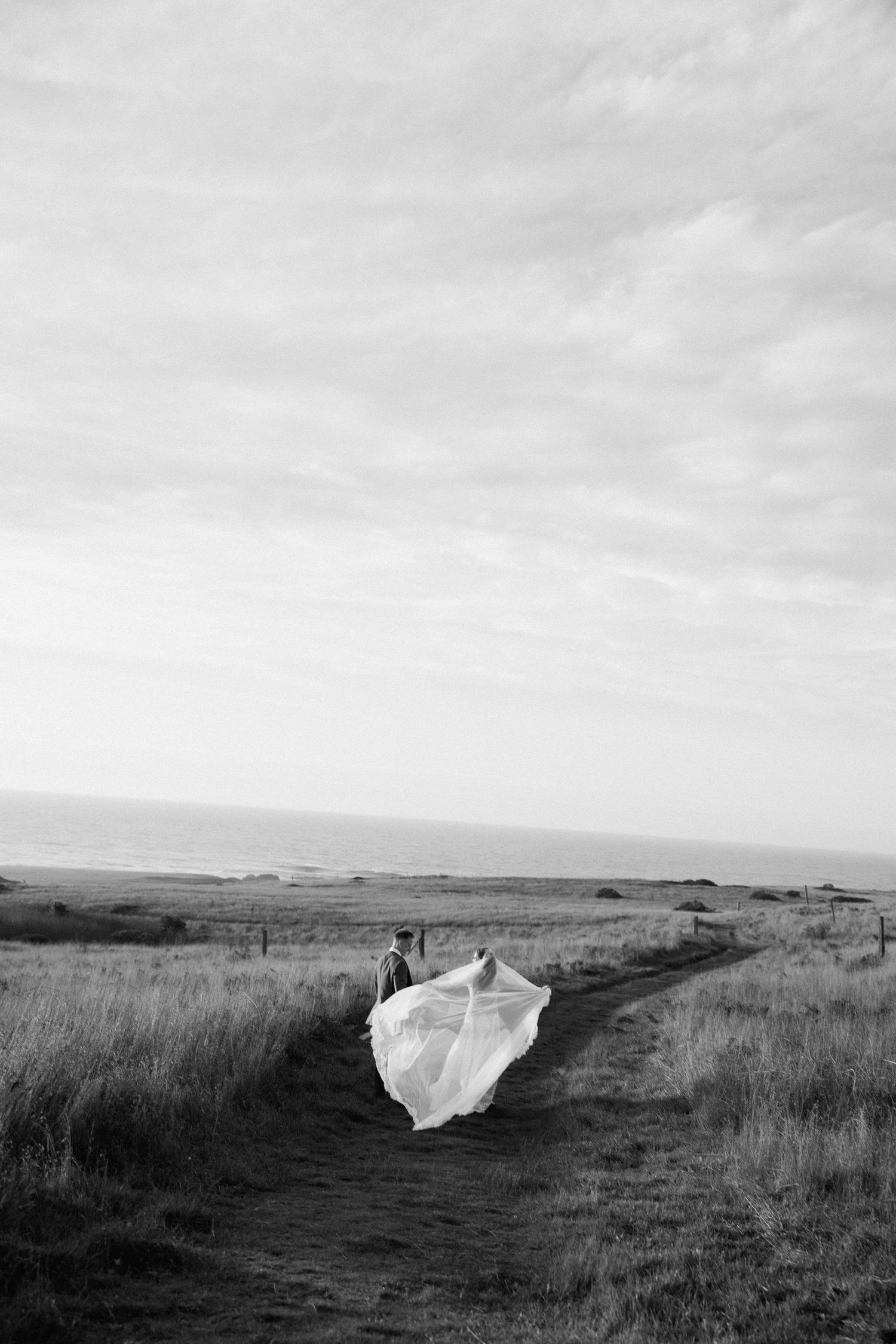 Wedding day golden hour portraits at Spring Ranch in Mendocino, California, captured by Makayla Miranda Photo