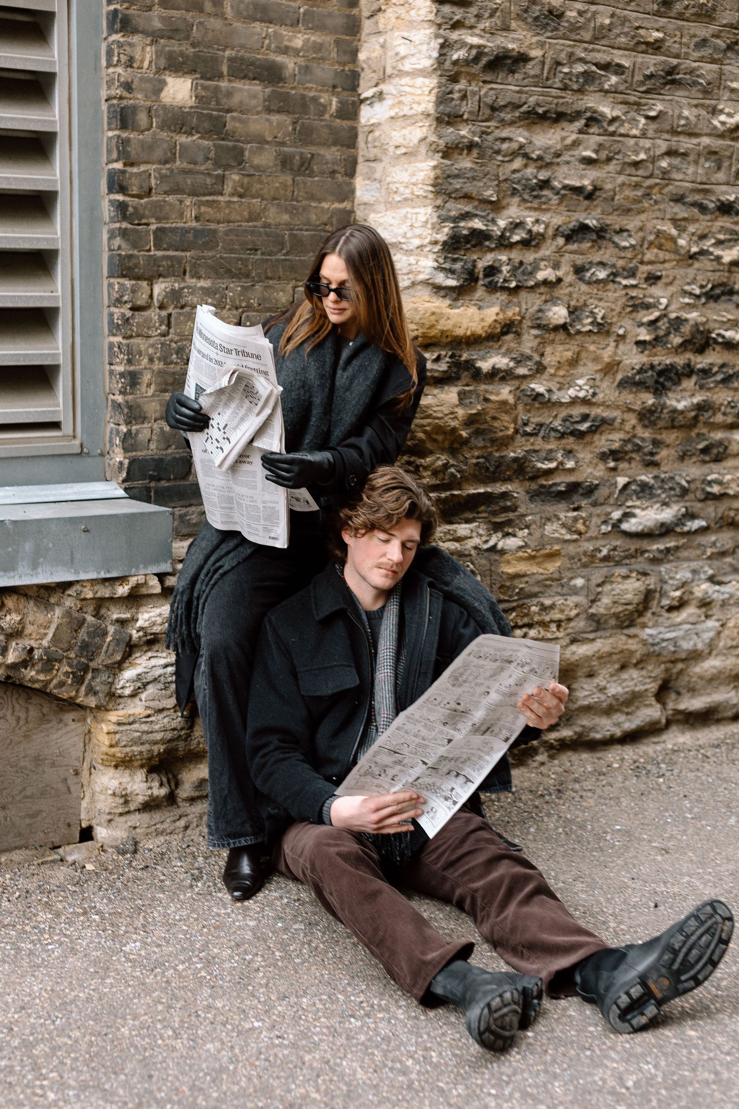 Couples session in North Loop Minneapolis, Minnesota. Captured by Makayla Miranda Photo.