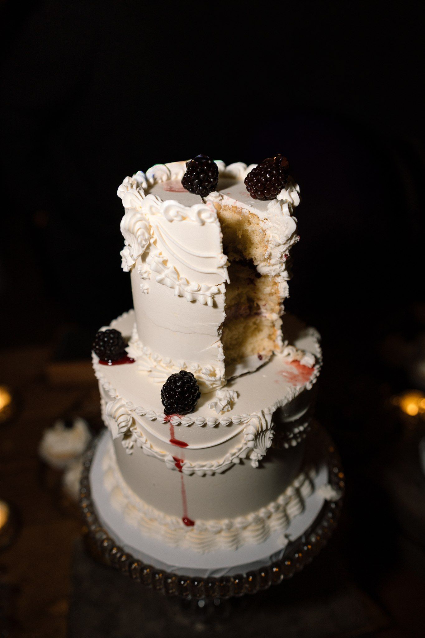 Wedding day reception cake at Spring Ranch in Mendocino, California, captured by Makayla Miranda Photo
