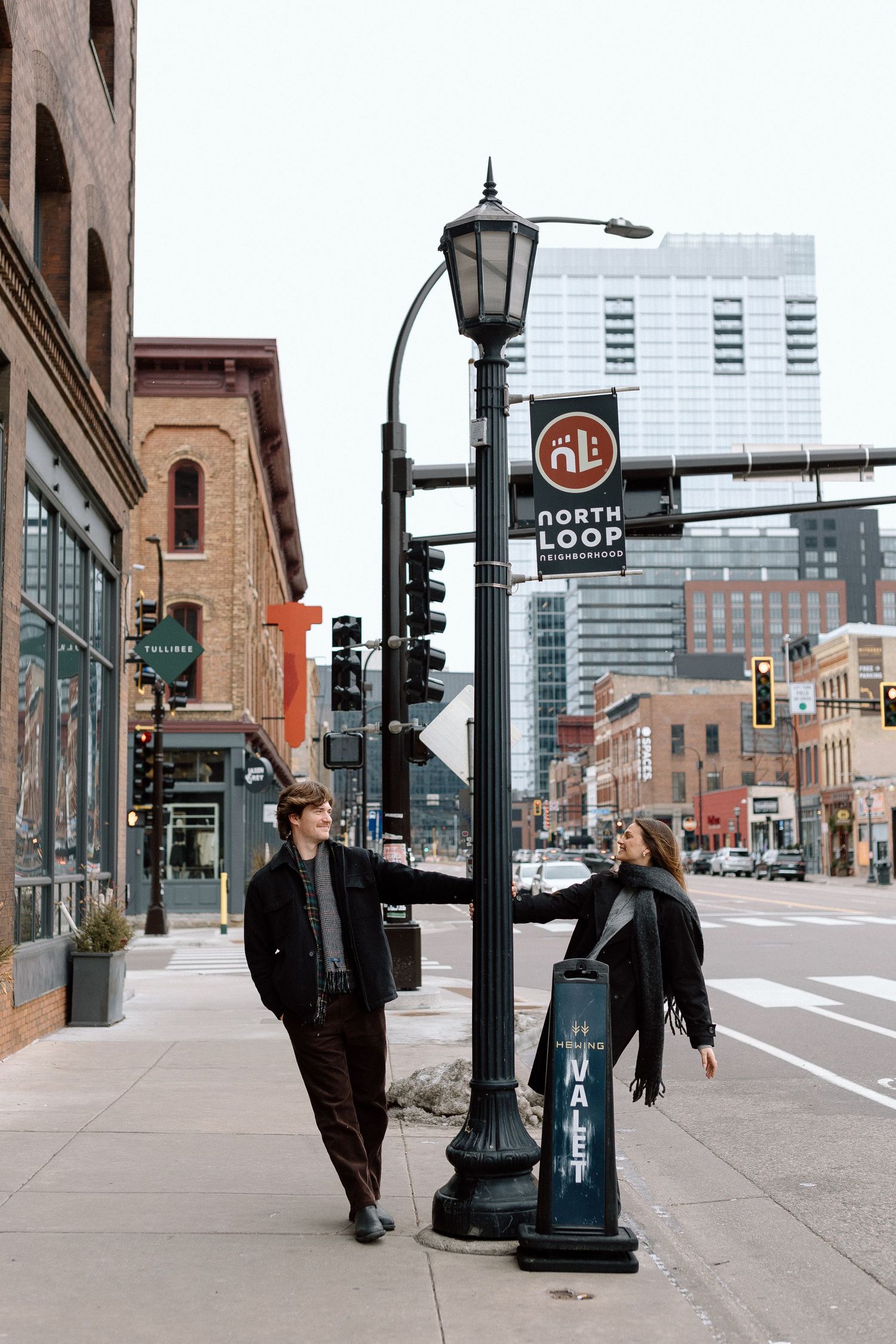 Couples session in North Loop Minneapolis, Minnesota. Captured by Makayla Miranda Photo.
