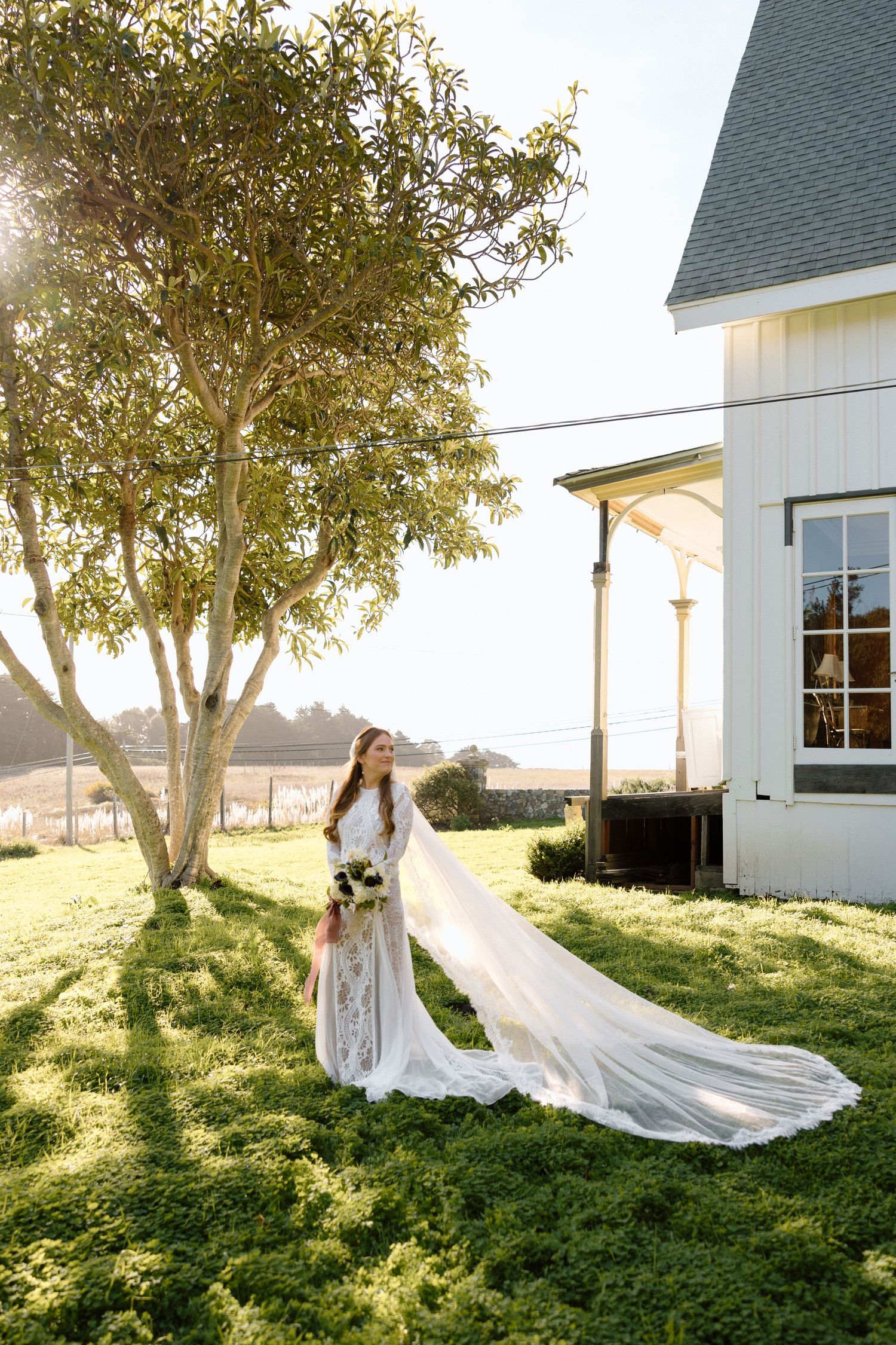 Bride on wedding day at Spring Ranch in Mendocino, California, captured by Makayla Miranda Photo