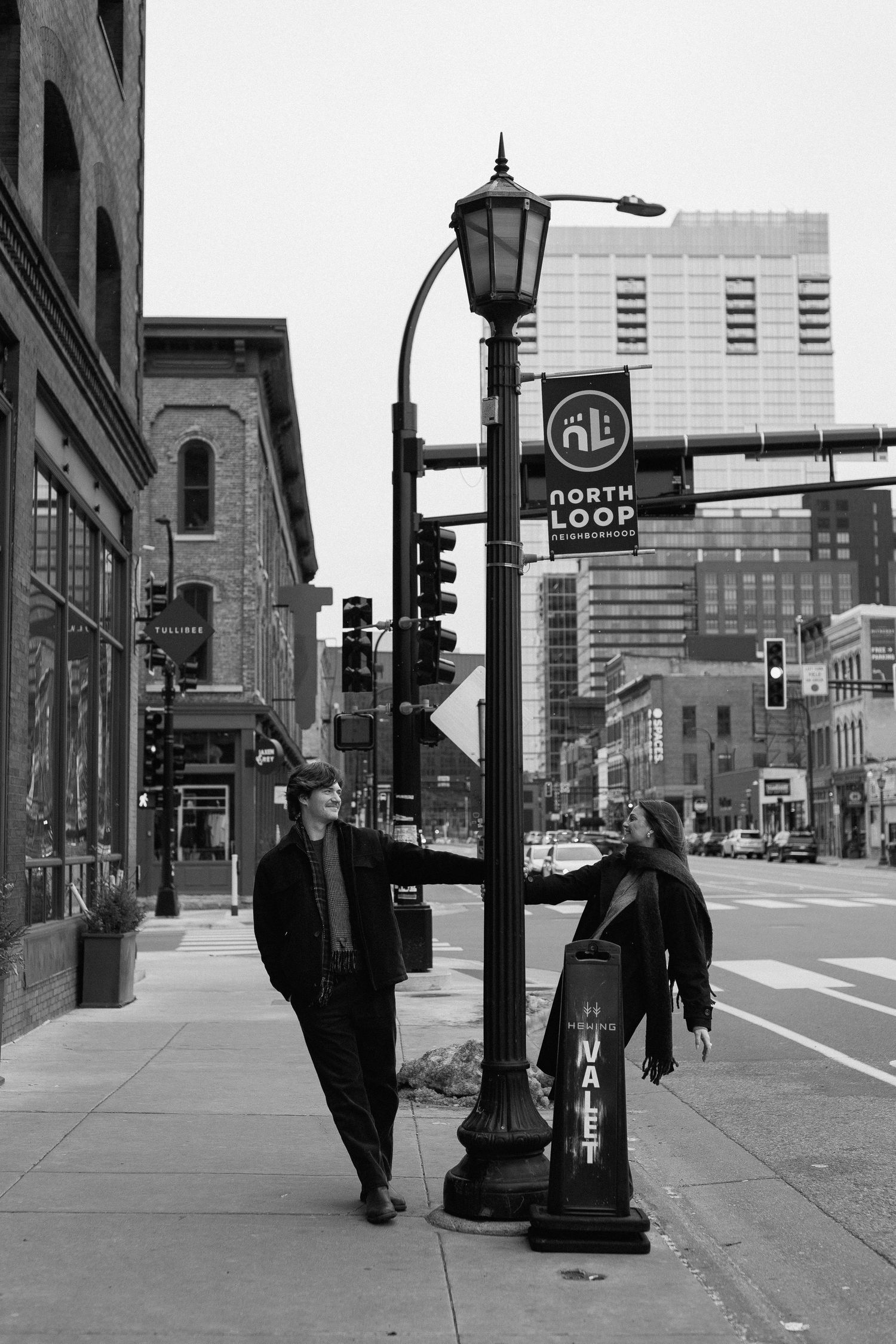 Couples session in North Loop Minneapolis, Minnesota. Captured by Makayla Miranda Photo.