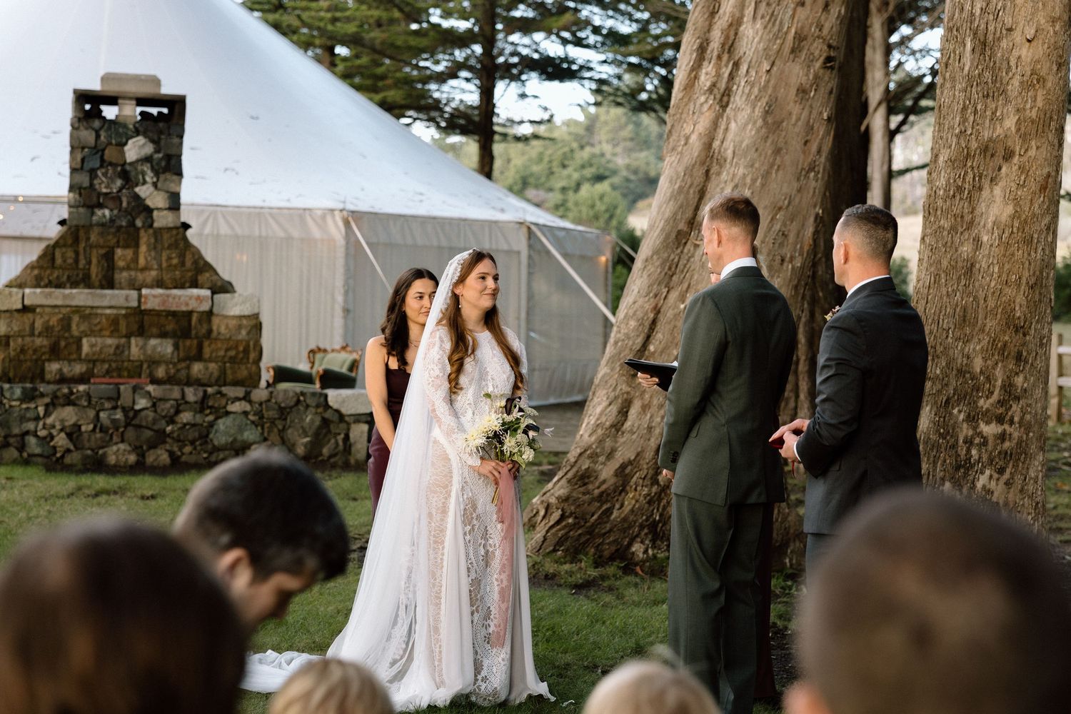 Wedding day ceremony at Spring Ranch in Mendocino, California, captured by Makayla Miranda Photo