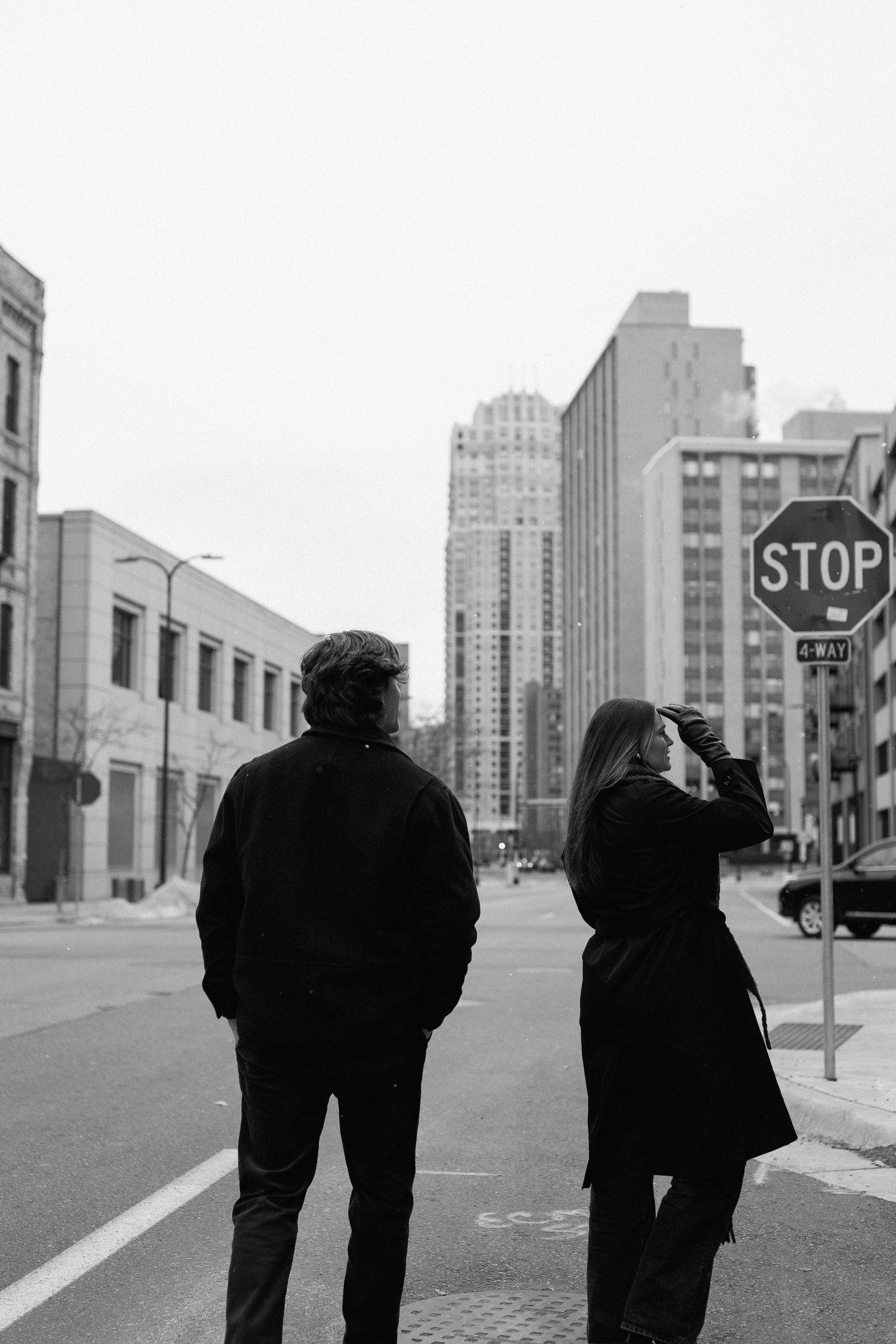 Couples session in North Loop Minneapolis, Minnesota. Captured by Makayla Miranda Photo.