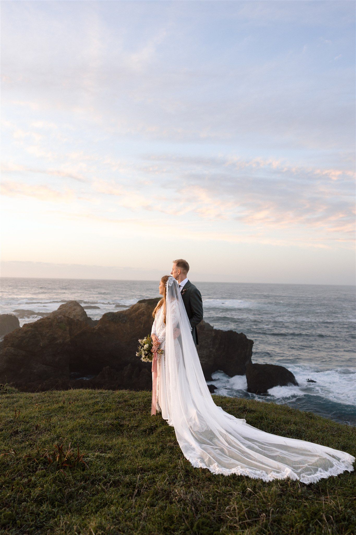 Wedding day golden hour portraits at Spring Ranch in Mendocino, California, captured by Makayla Miranda Photo