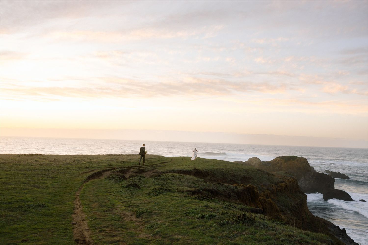 Wedding day golden hour portraits at Spring Ranch in Mendocino, California, captured by Makayla Miranda Photo