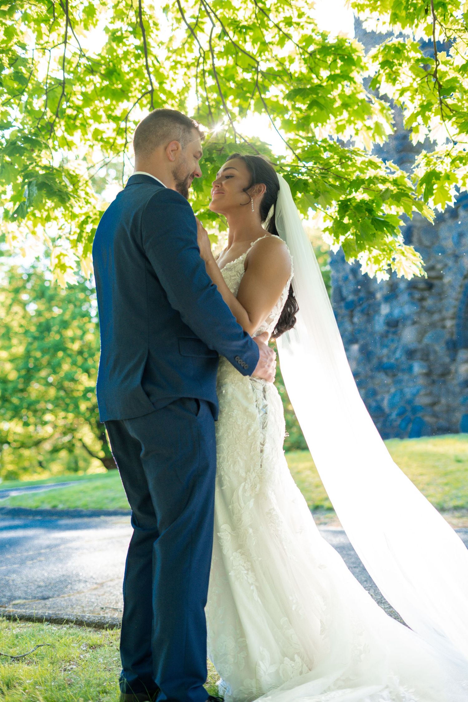 Elopement wedding portrait in a castle setting at Bancroft Tower. Worcester, MA
