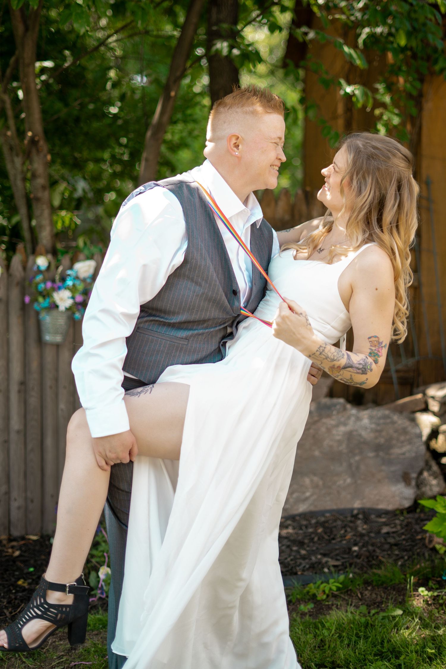 Micro Wedding Elopement Millbury Central MA Massachusetts Same Sex LGBT LGBTQA+ Two Brides Backyard