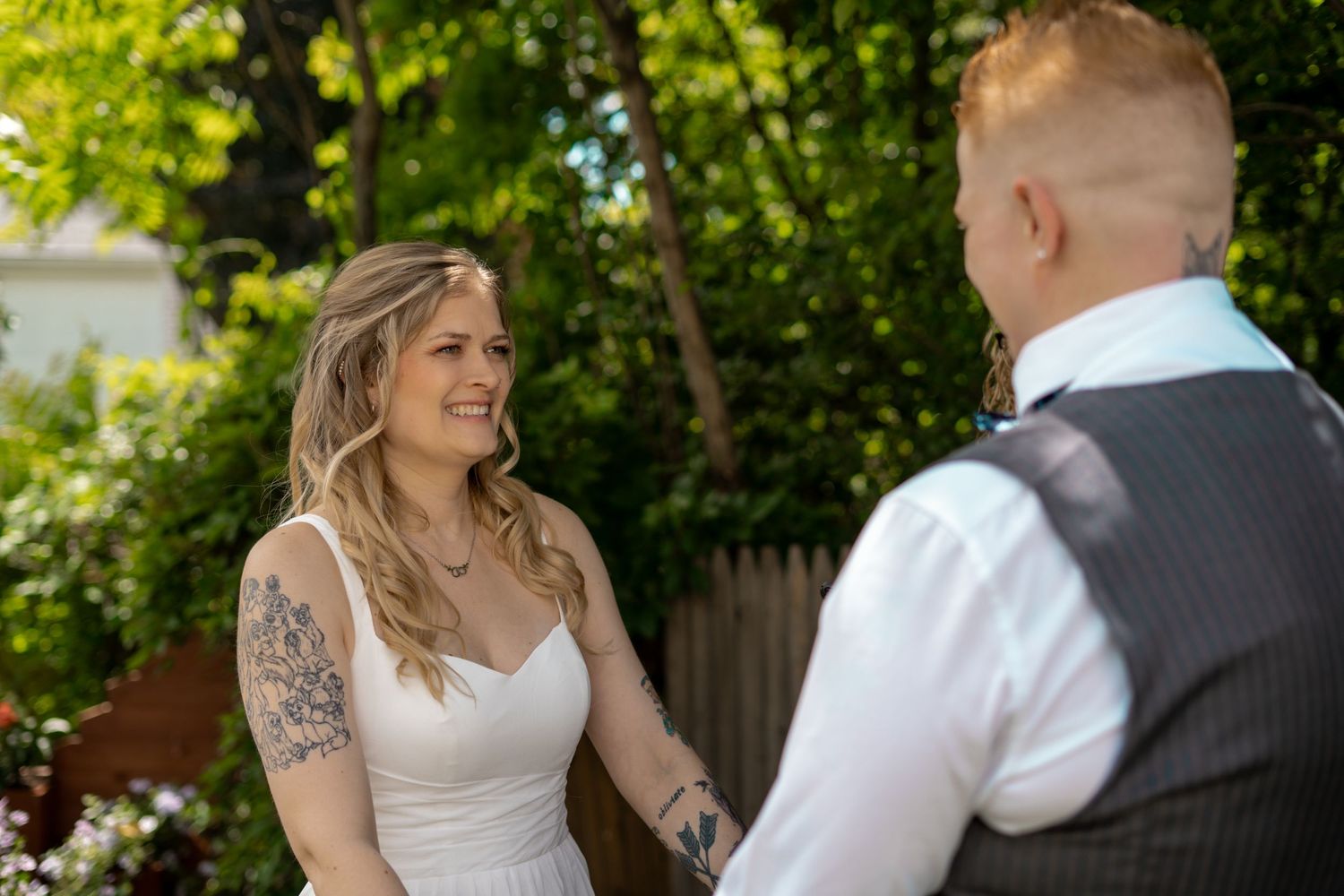 Micro Wedding Elopement Millbury Central MA Massachusetts Same Sex LGBT LGBTQA+ Two Brides Backyard