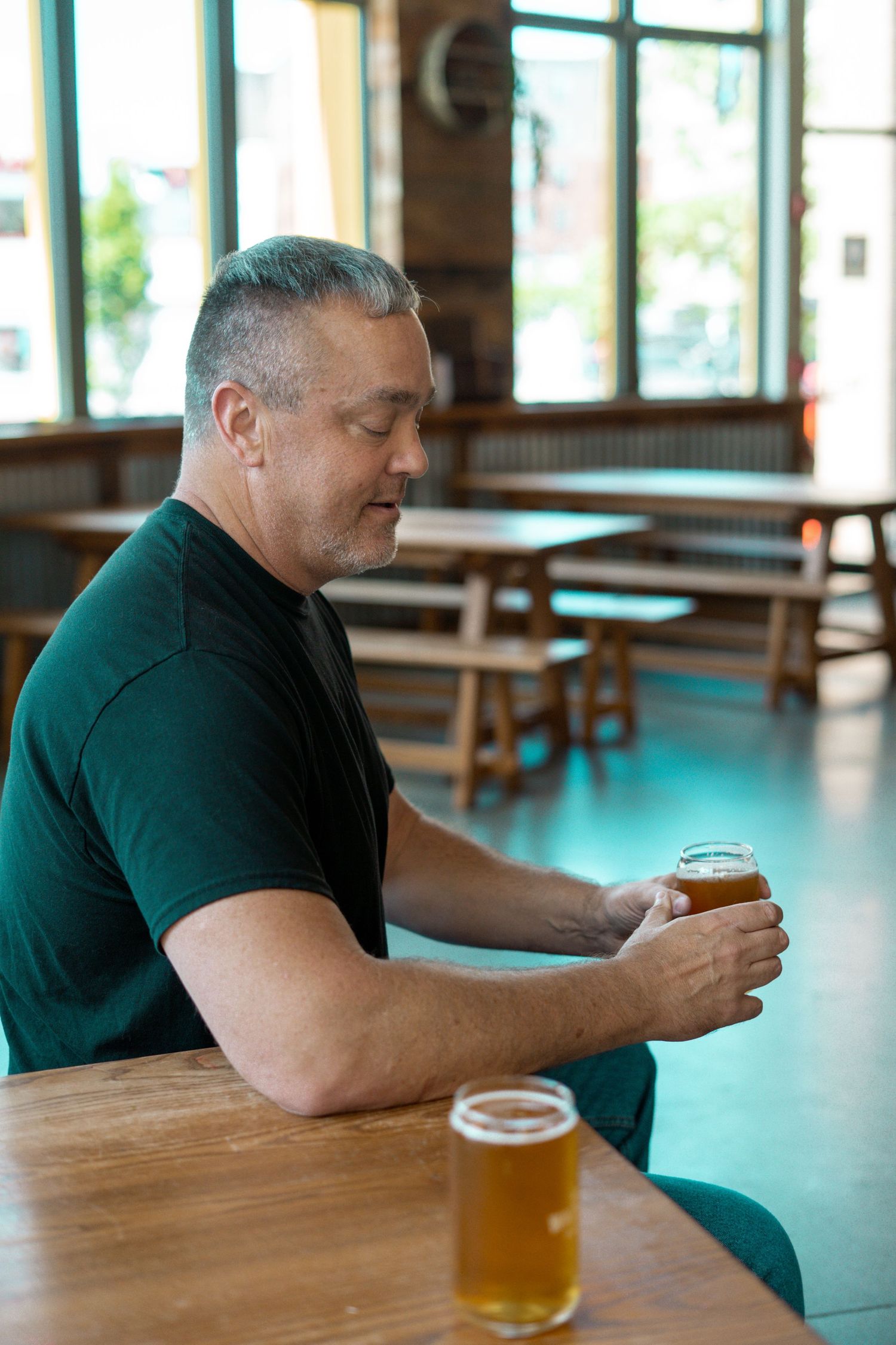 dating profile photography services. Casual lifestyle portraits taken in brewery in Worcester, MA