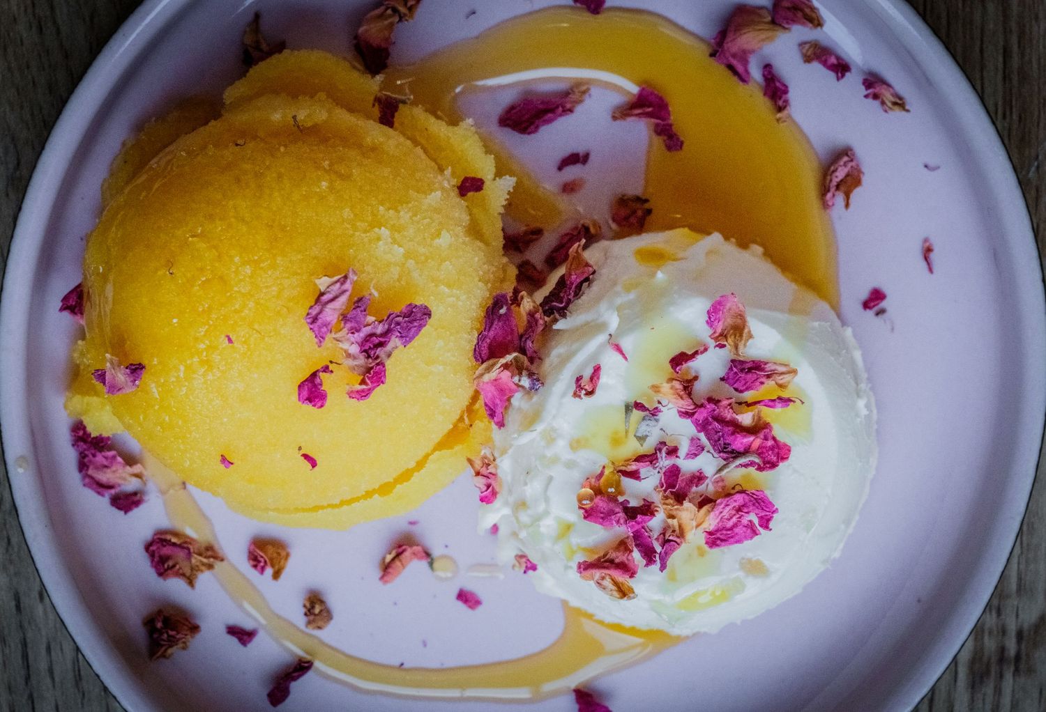 Food photograph of delicious sorbet dish at Sheffield restaurant, styled to highlight texture and presentation