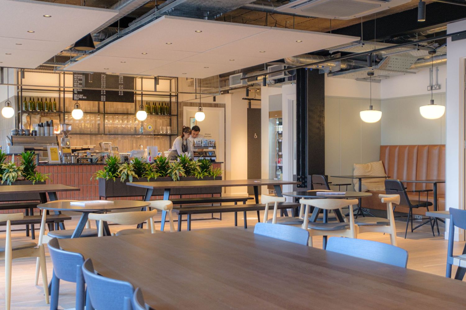 Interior photograph of commercial office restaurant space in West Yorkshire, showcasing architectural details and layout