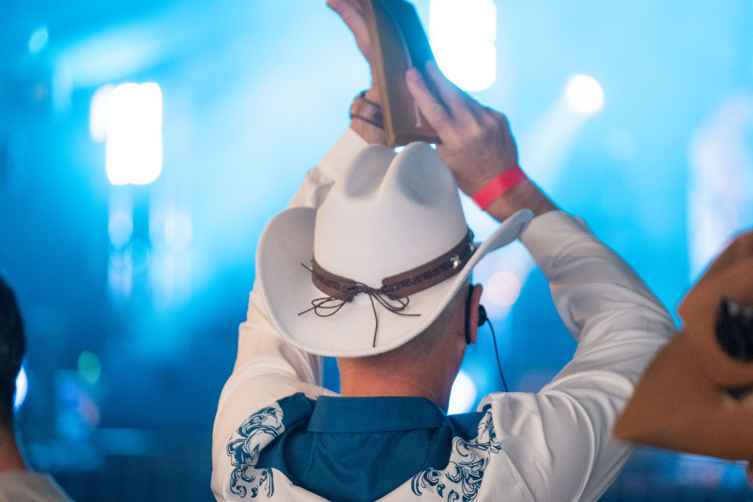 Event photograph capturing an enthusiastic guest appreciating the band at The Wetherby Beer Fest 2026