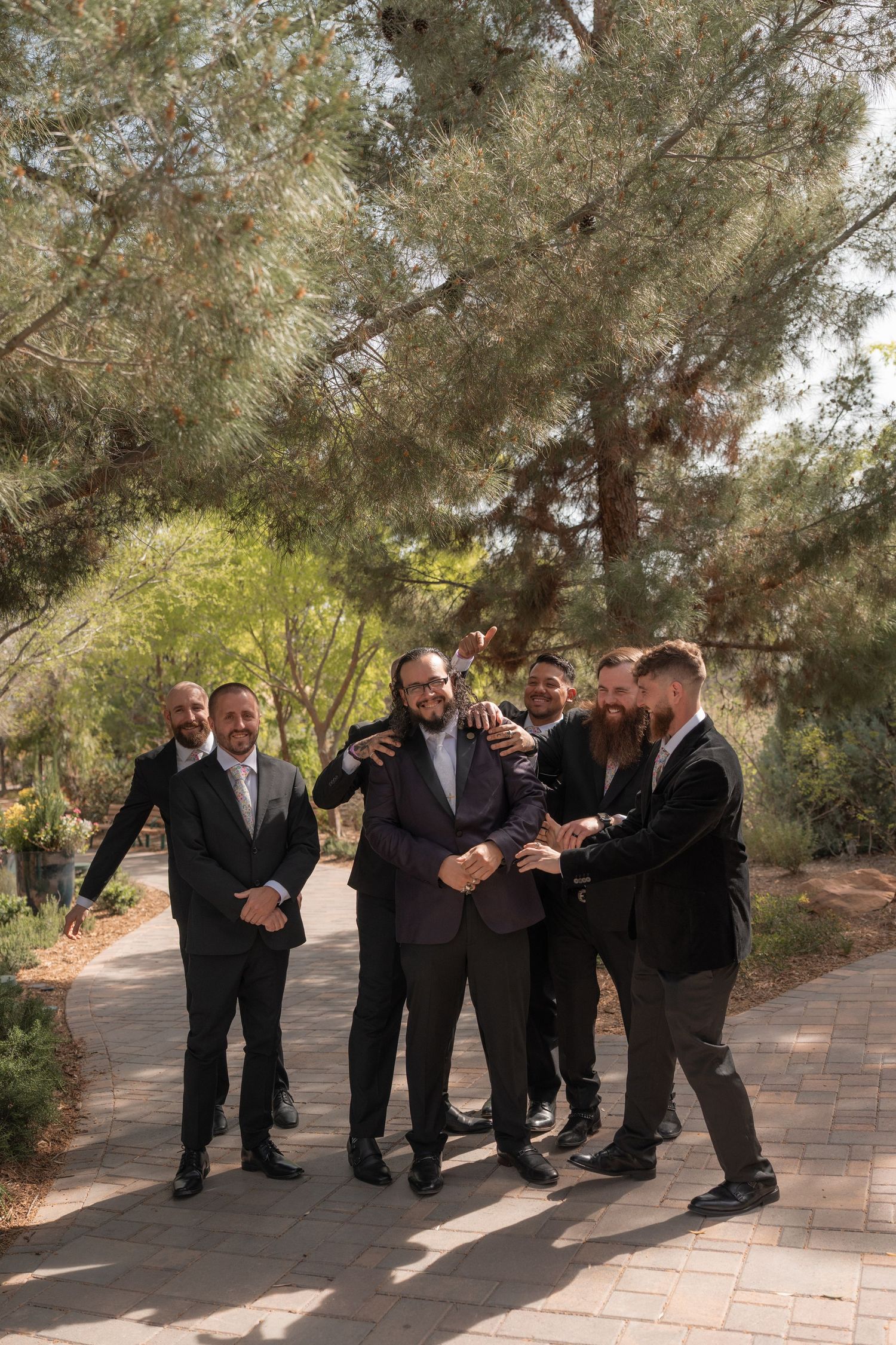 san diego wedding photographer las vegas springs preserve groomsmen portraits golden hour desert wedding photography
