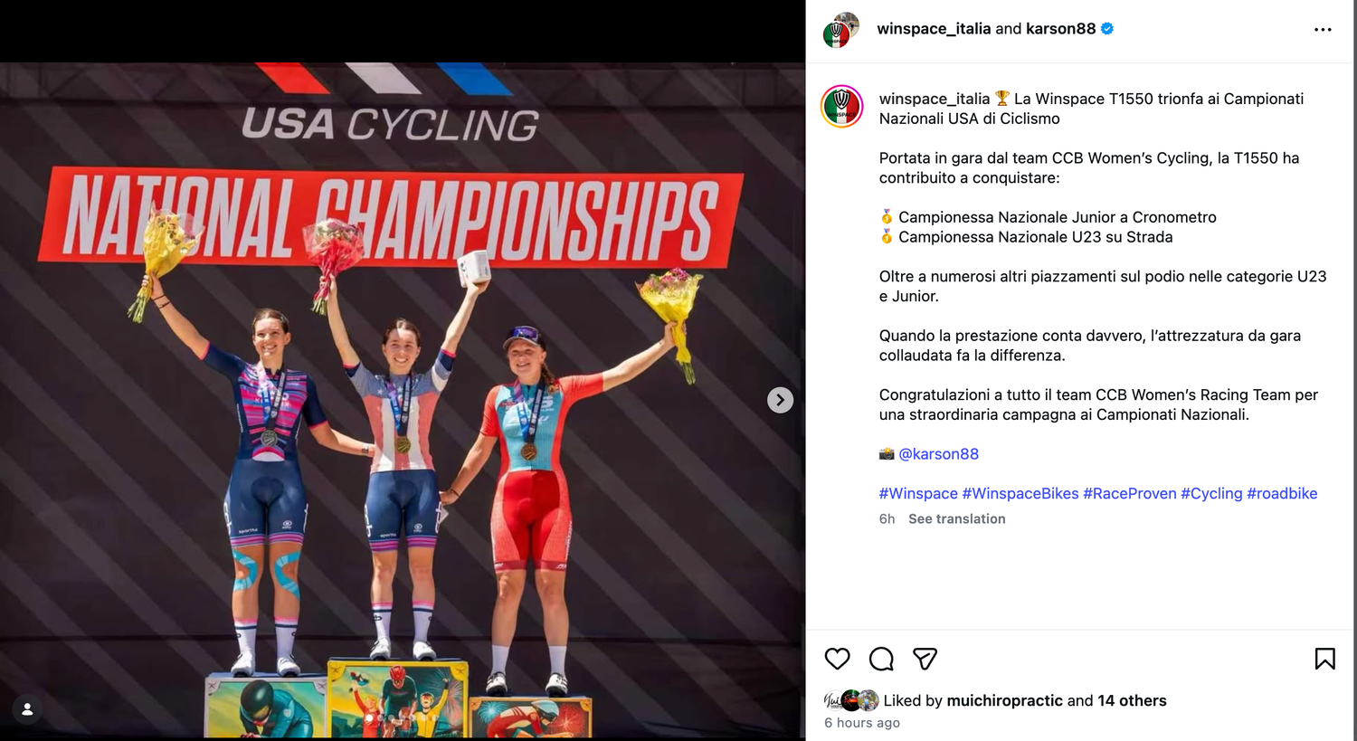 USA Cycling National Championships podium celebrating CCB Women's Racing Team victory across multiple categories.