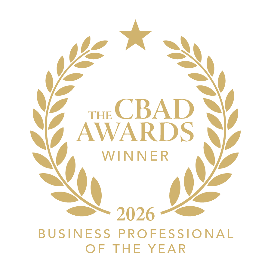 The CBAD Awards 2026 Business Professional of the Year Winner gold laurel wreath emblem.