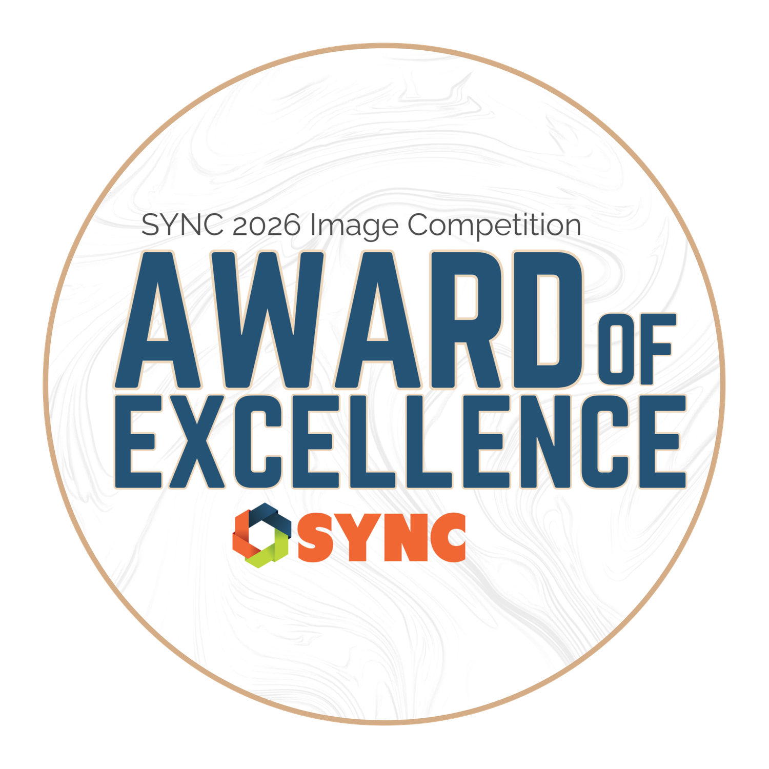 SYNC 2026 Image Competition Award of Excellence badge with circular design and colorful logo.