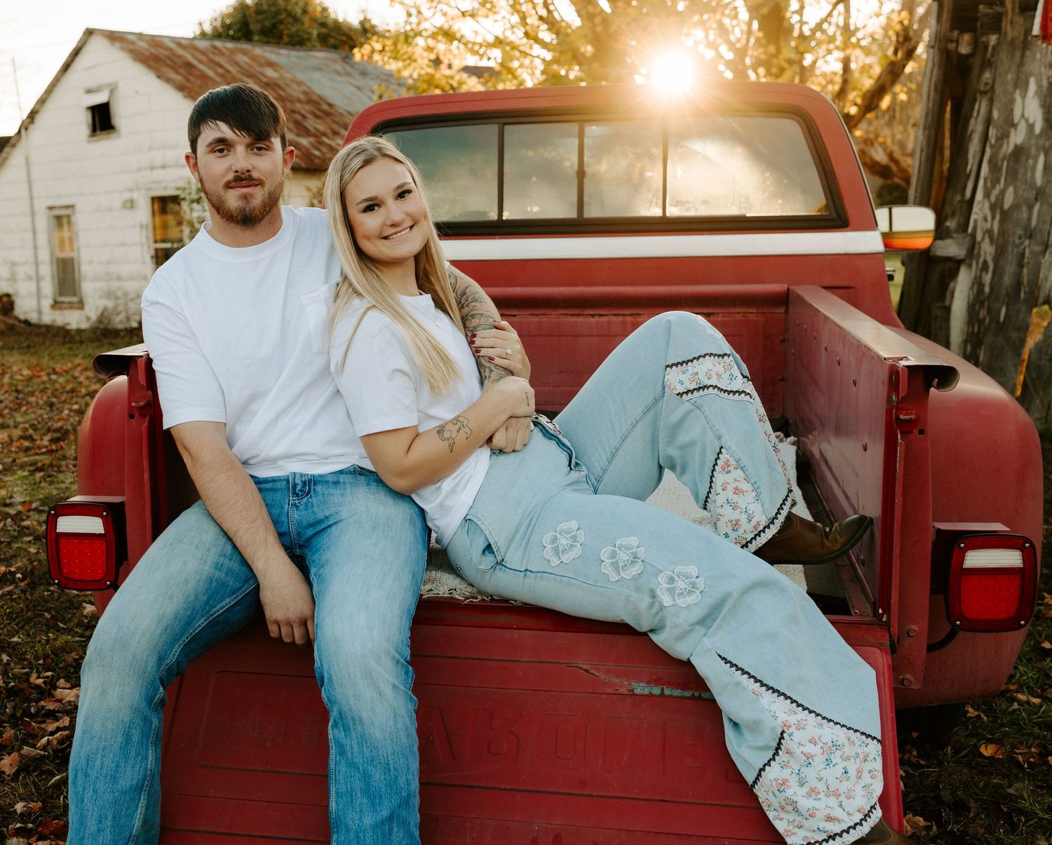 Middle Tennessee farm and truck couple's engagement photography