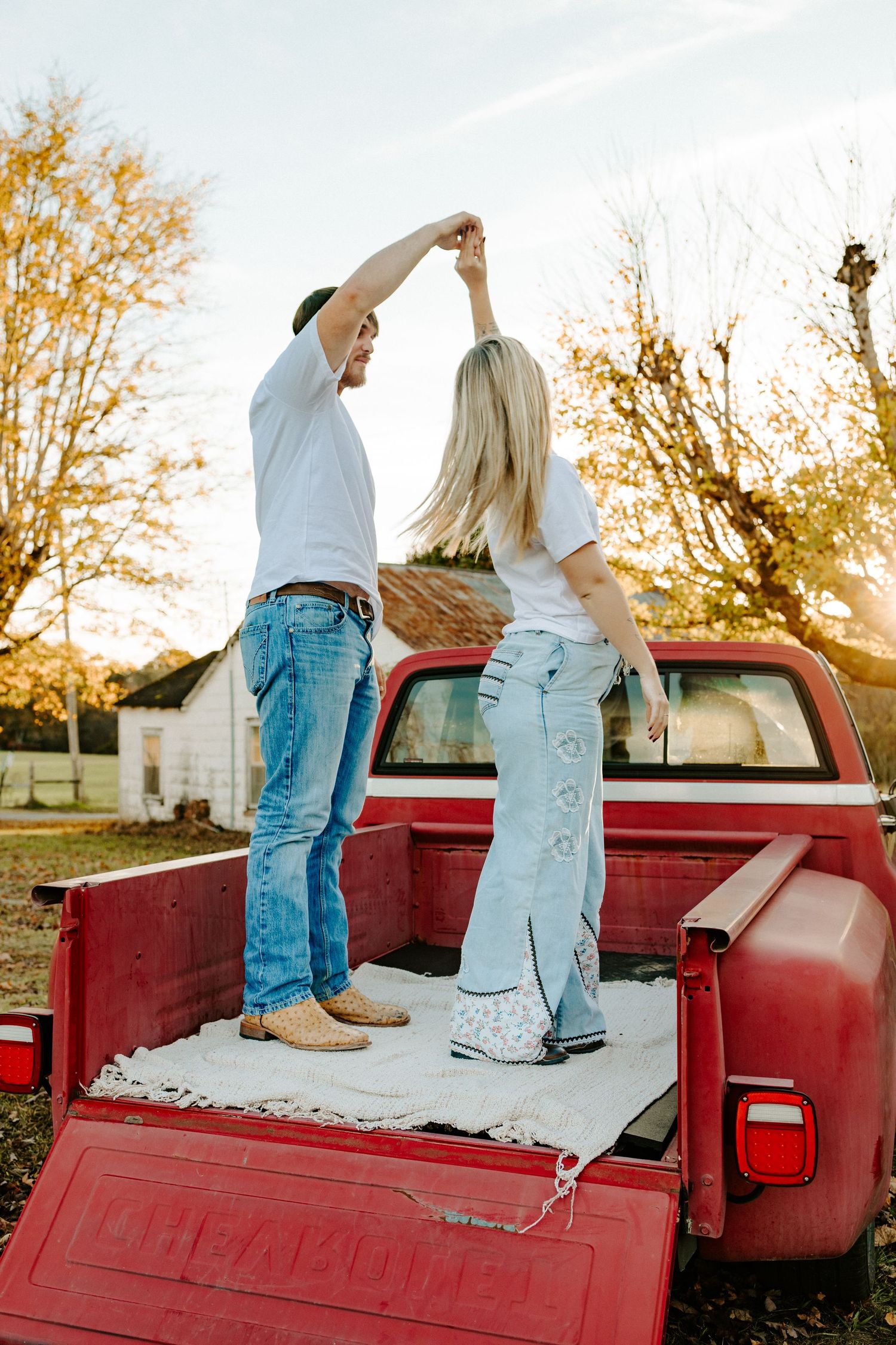 Middle Tennessee farm and truck couple's engagement photography