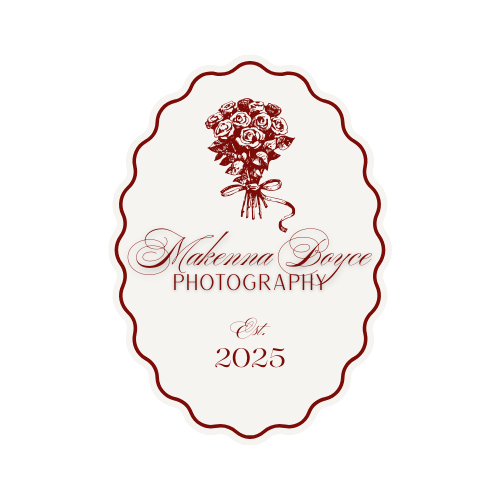 Elegant wedding photography logo designs in burgundy red featuring floral elements and vintage-inspired typography.
