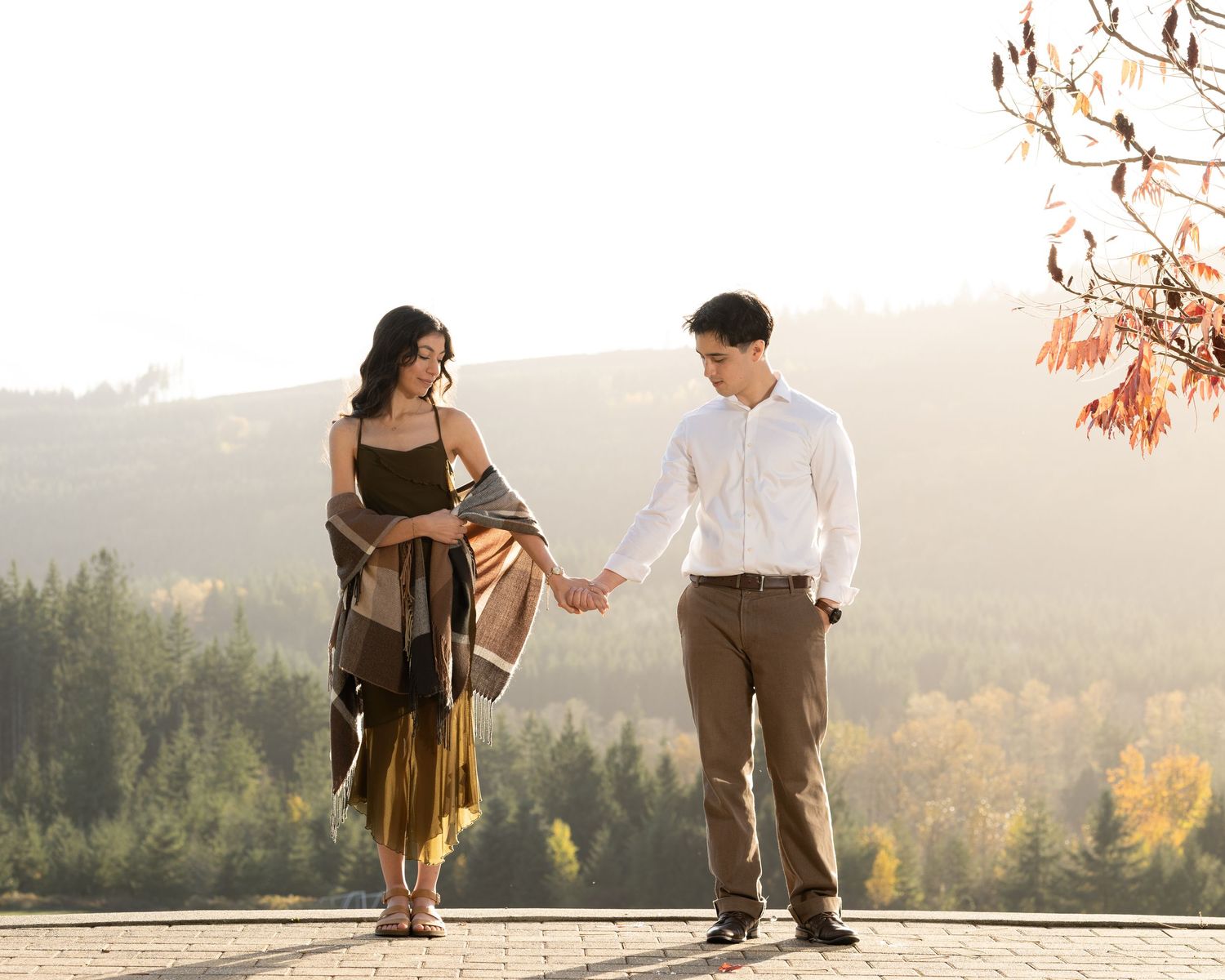 Dreamy engagement photos near Seattle, Washington in Mount Vernon, Washington during the fall.