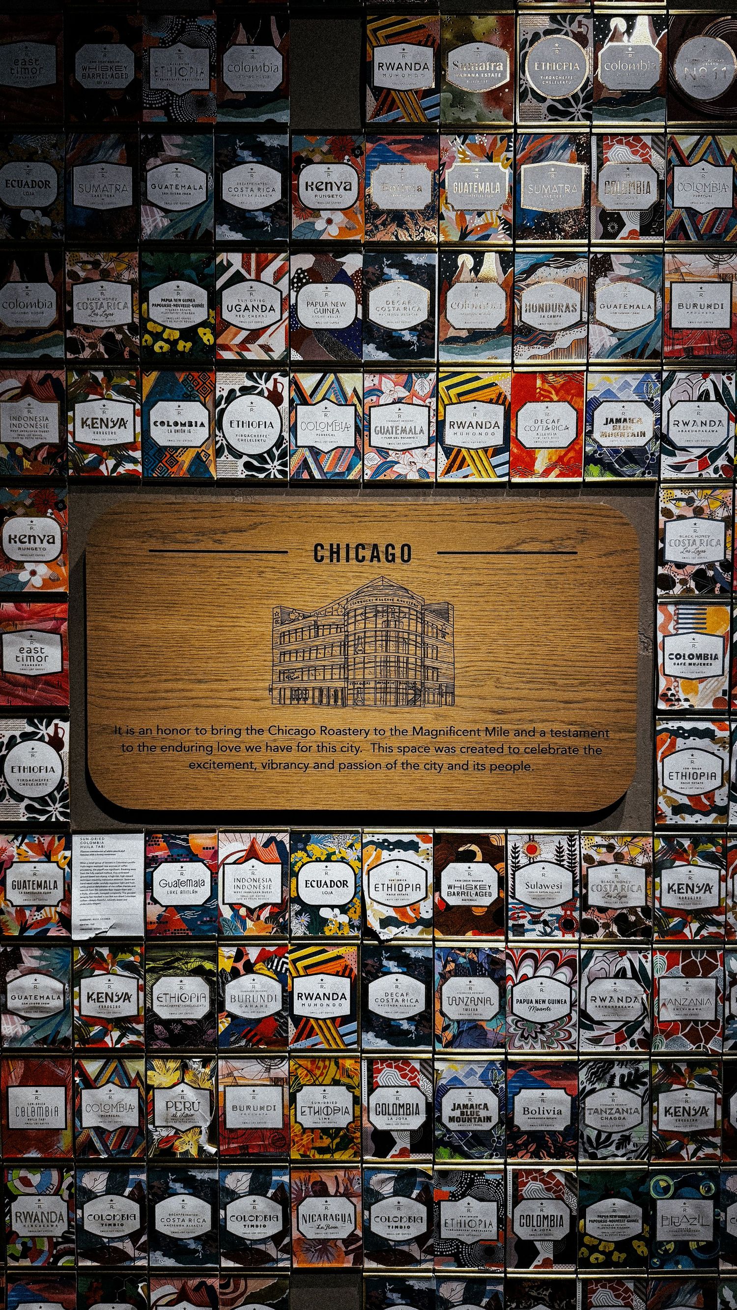Decorative wall display featuring vintage Chicago memorabilia and wooden panels.