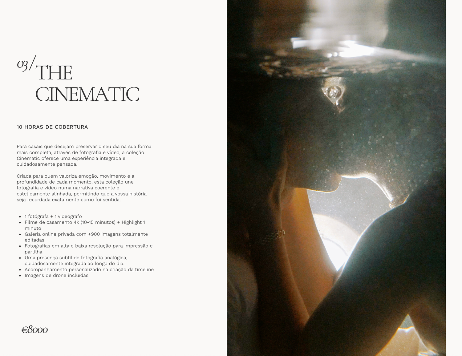 Underwater cinematic photography showcasing a person submerged, captured in warm, moody tones for a dramatic editorial look.