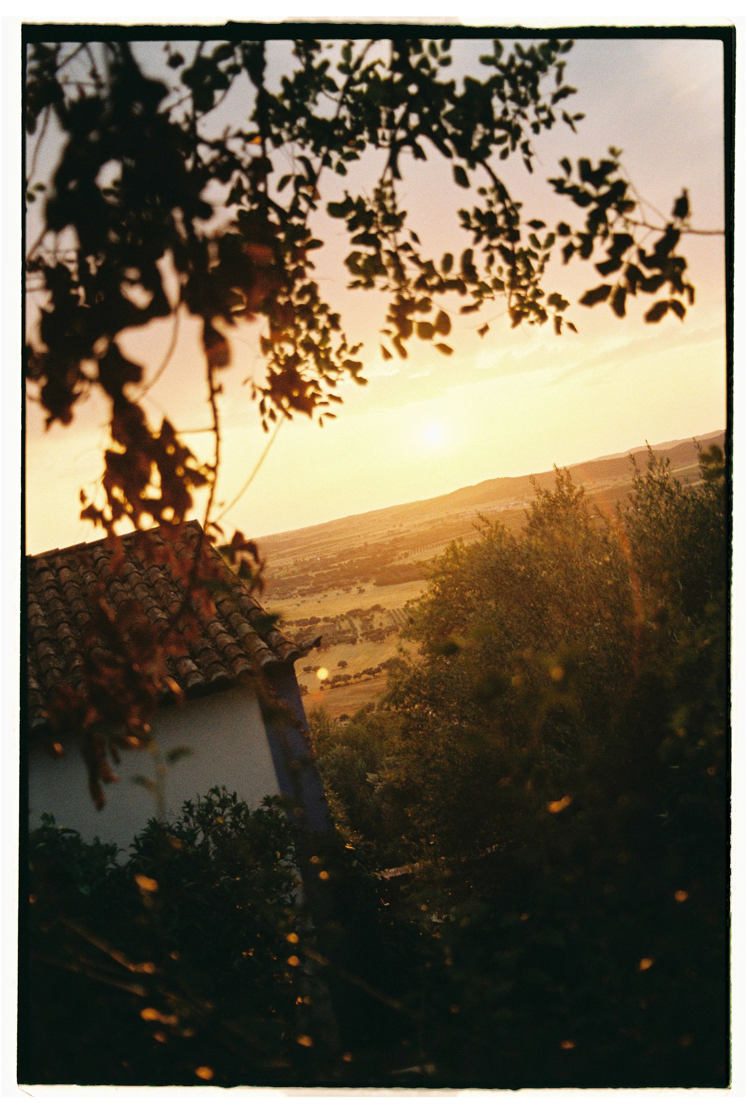 Golden sunset view over countryside wedding venue in Portugal