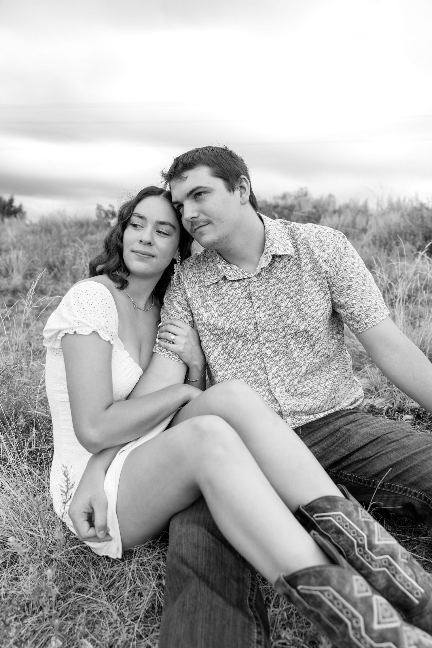 Engagement session in black and white in Sweetwater, Texas with Rachel Nicole Photography