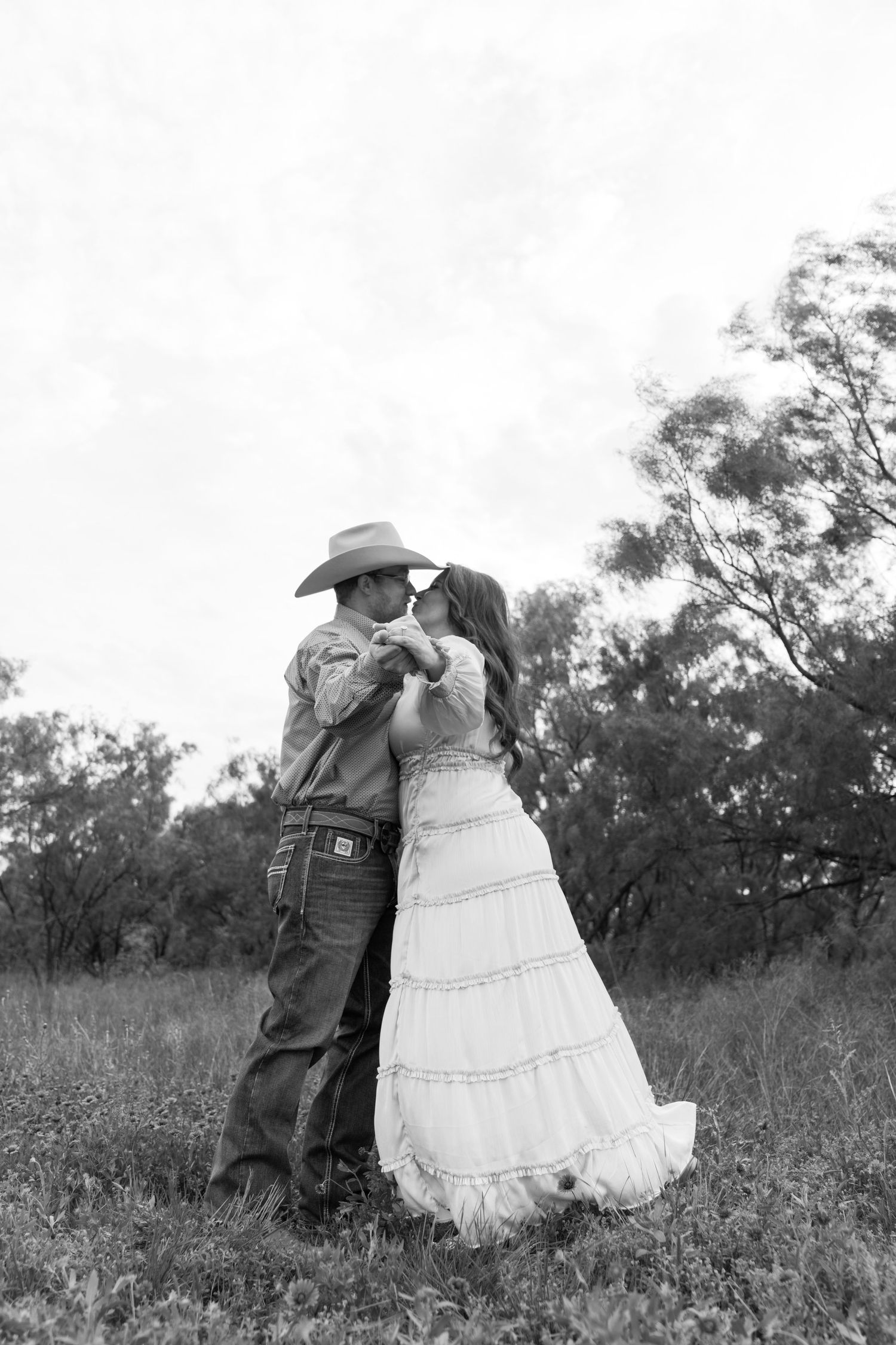 Sweet black & white moments from engagement session in Sweetwater, Texas