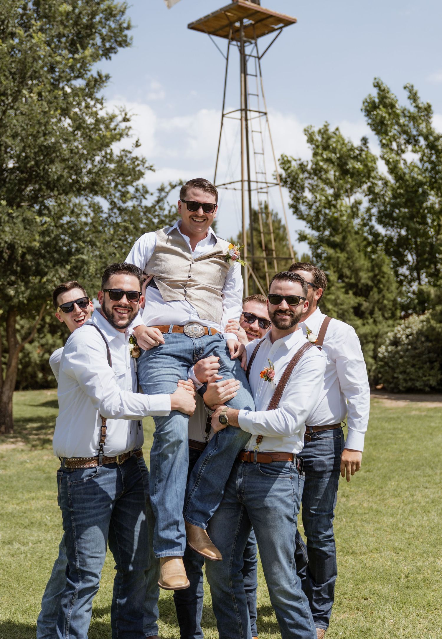 Fun groomsmen from wedding in Lubbock, Texas