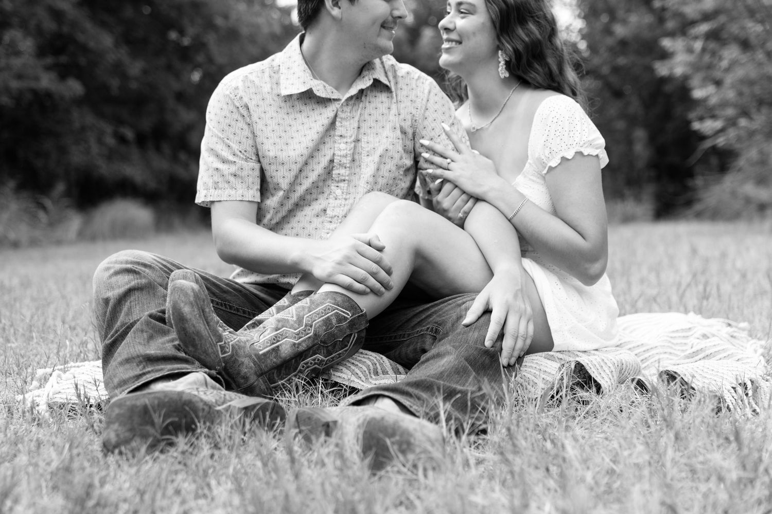 Black and white moments for engagement session in Abilene, Texas