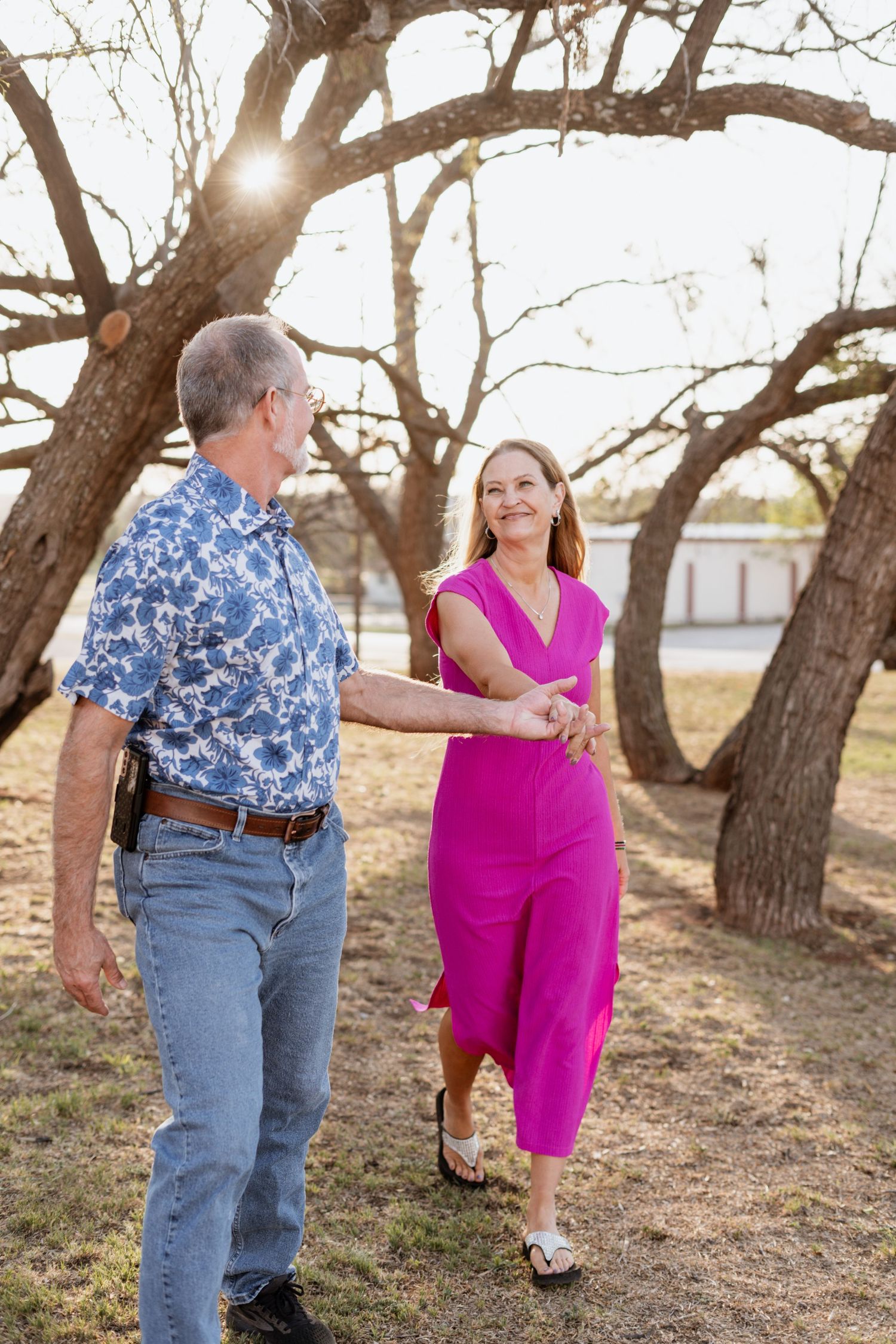Sunset moments of engagement session in Sweetwater, Texas