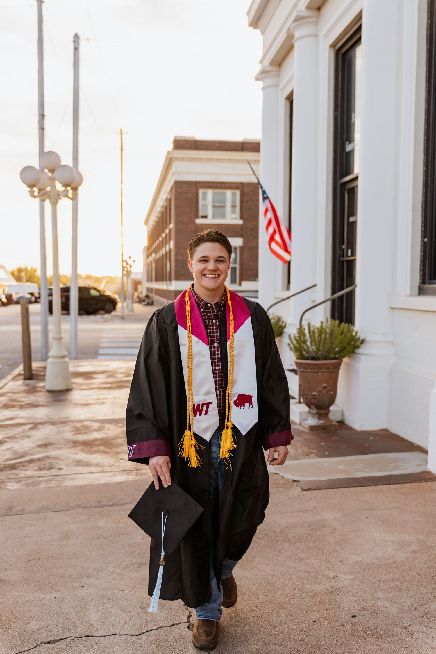 Graduate session the city at golden hour in Sweetwater, Texas