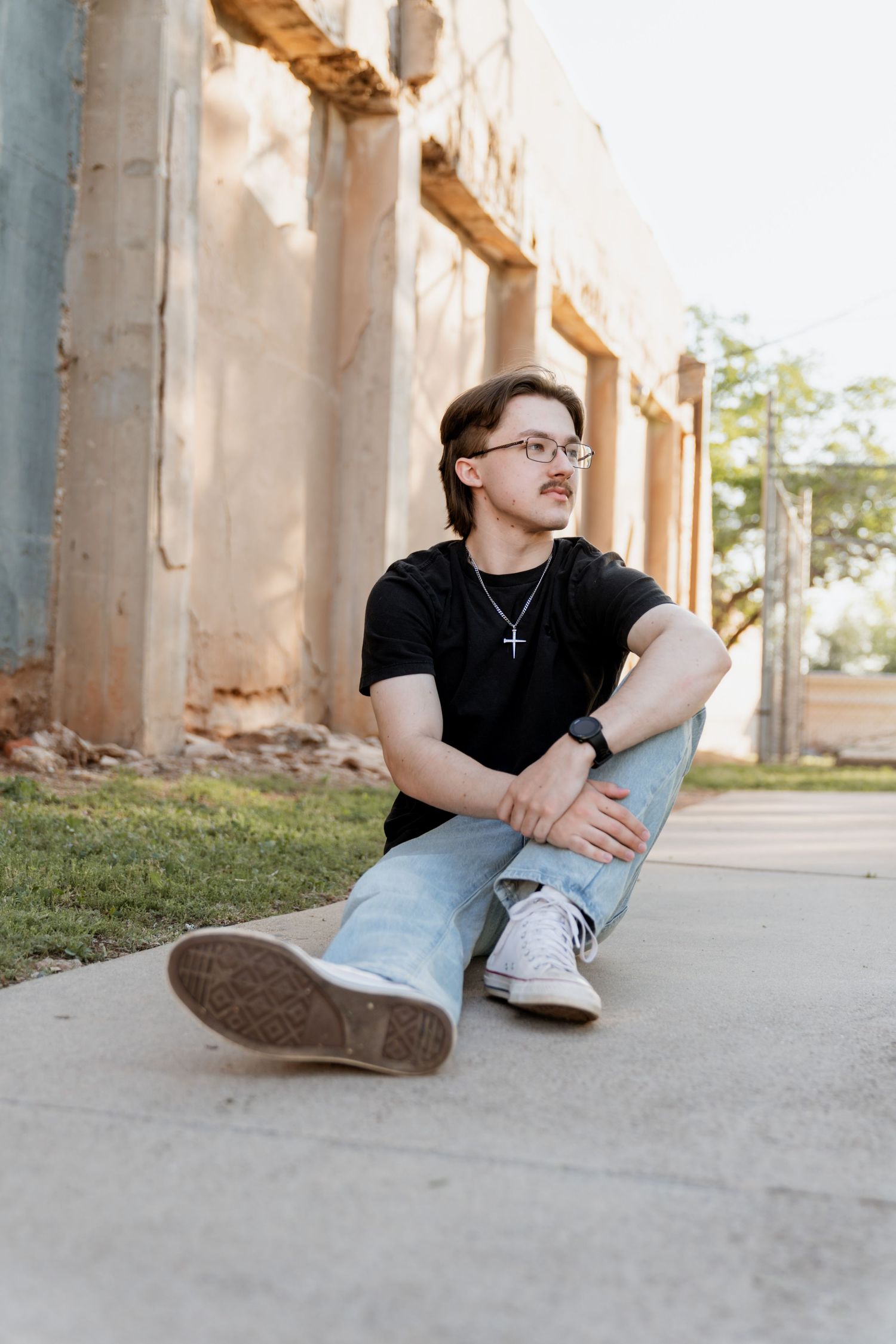 Senior session at golden hour in west Texas