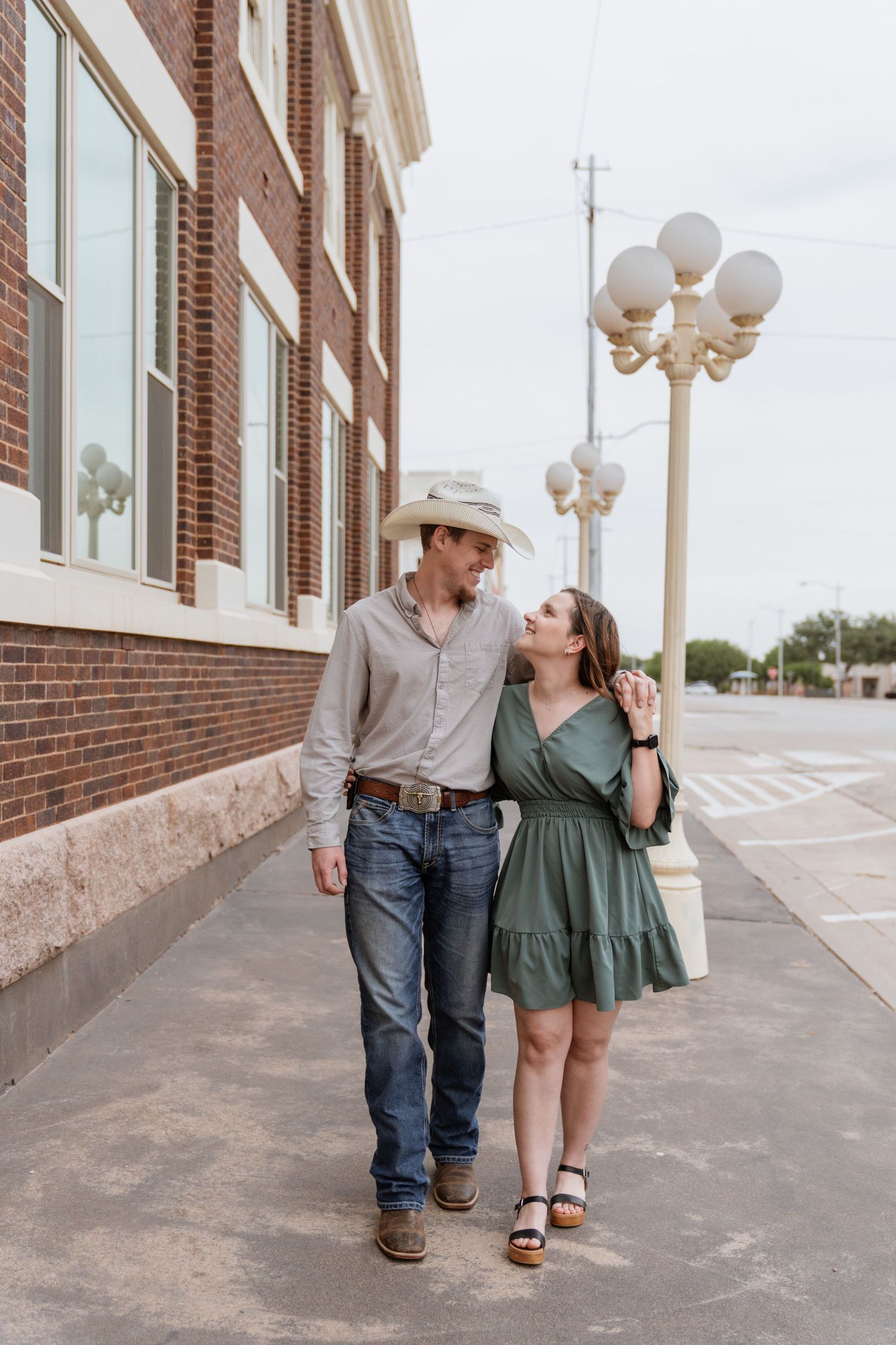 City moments of couple session in Sweetwater, Texas
