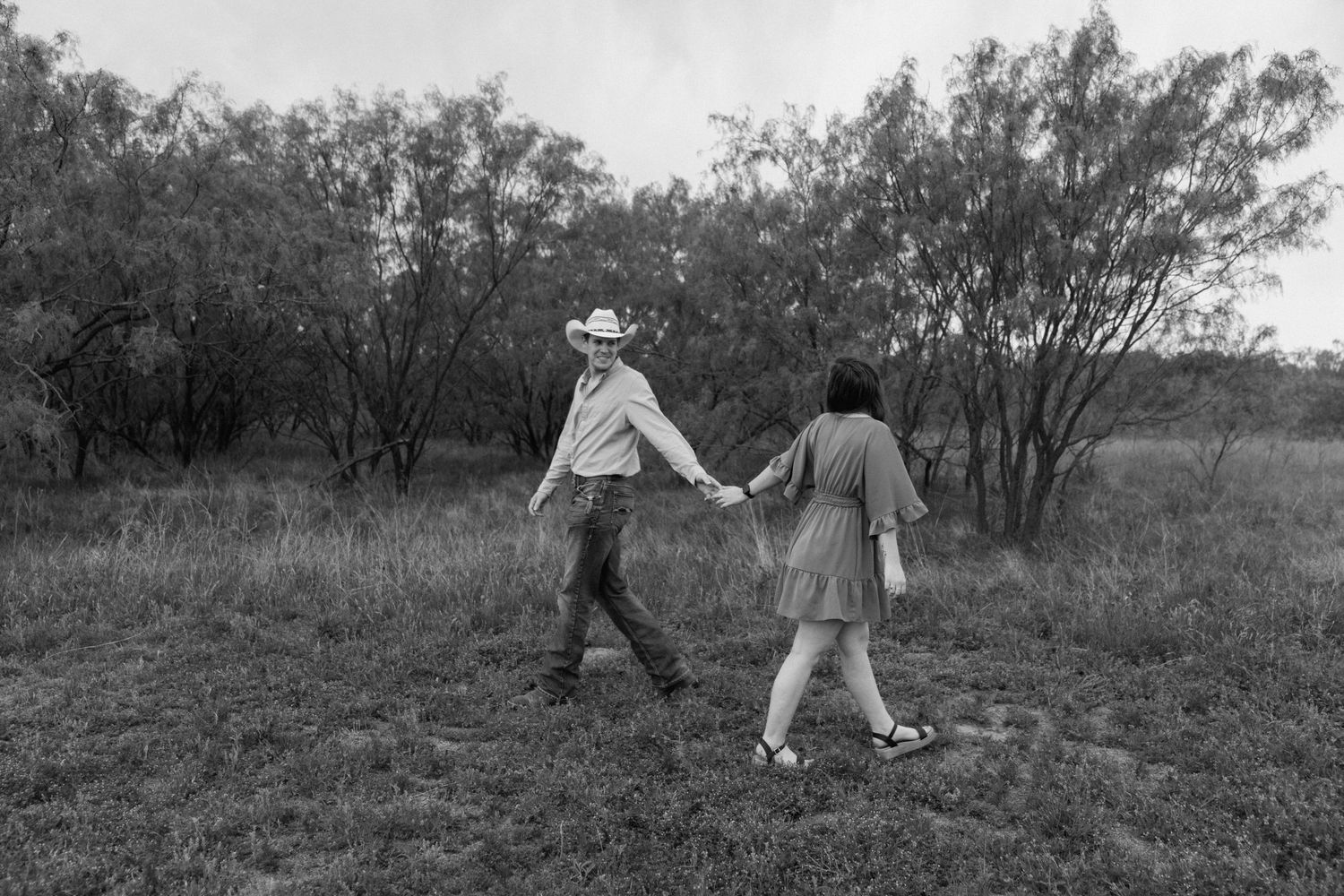 black and white moments of sweet couple in Abilene, Texas