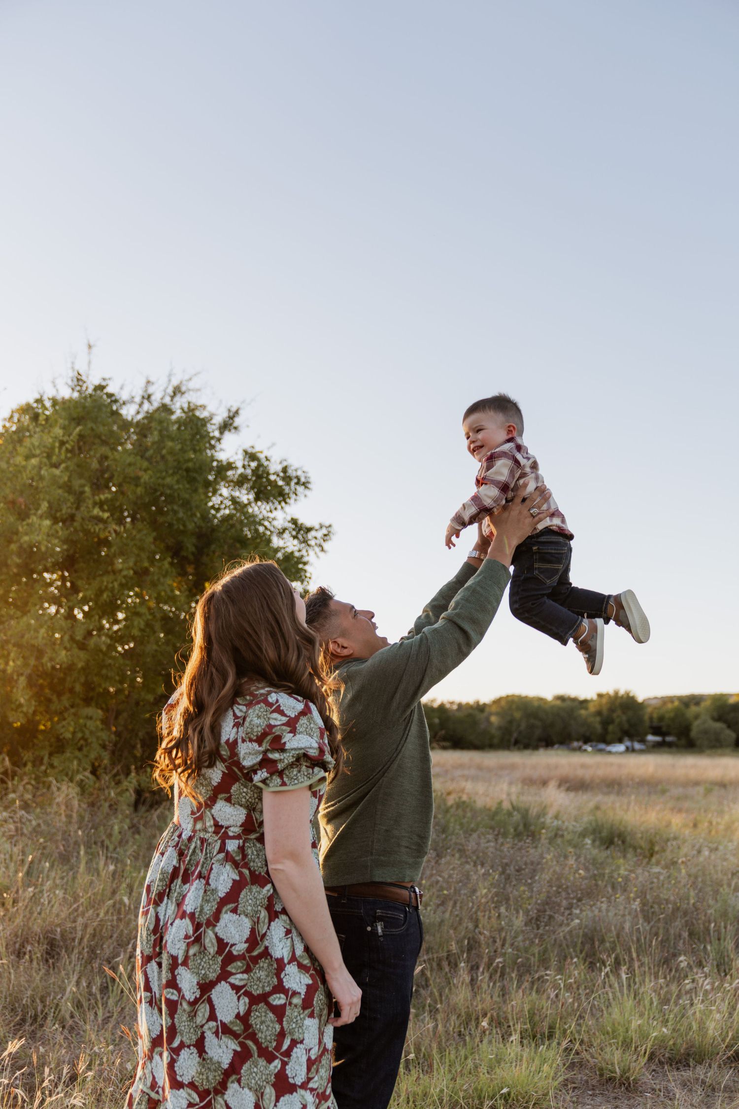 Natural family session in Abilene, Texas at sunset