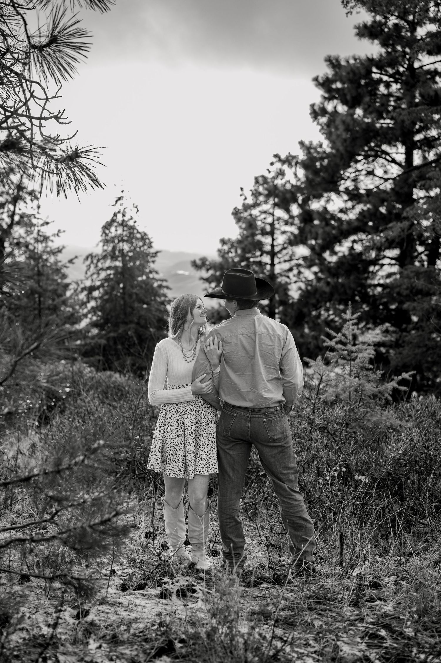 a couple in the mountains of idaho during their engagement shoot.
