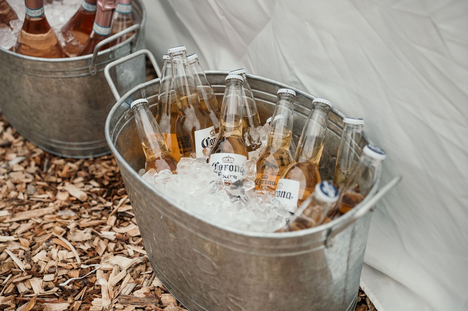 Beer in ice at a party at Good Life Farms in Eagle Idaho