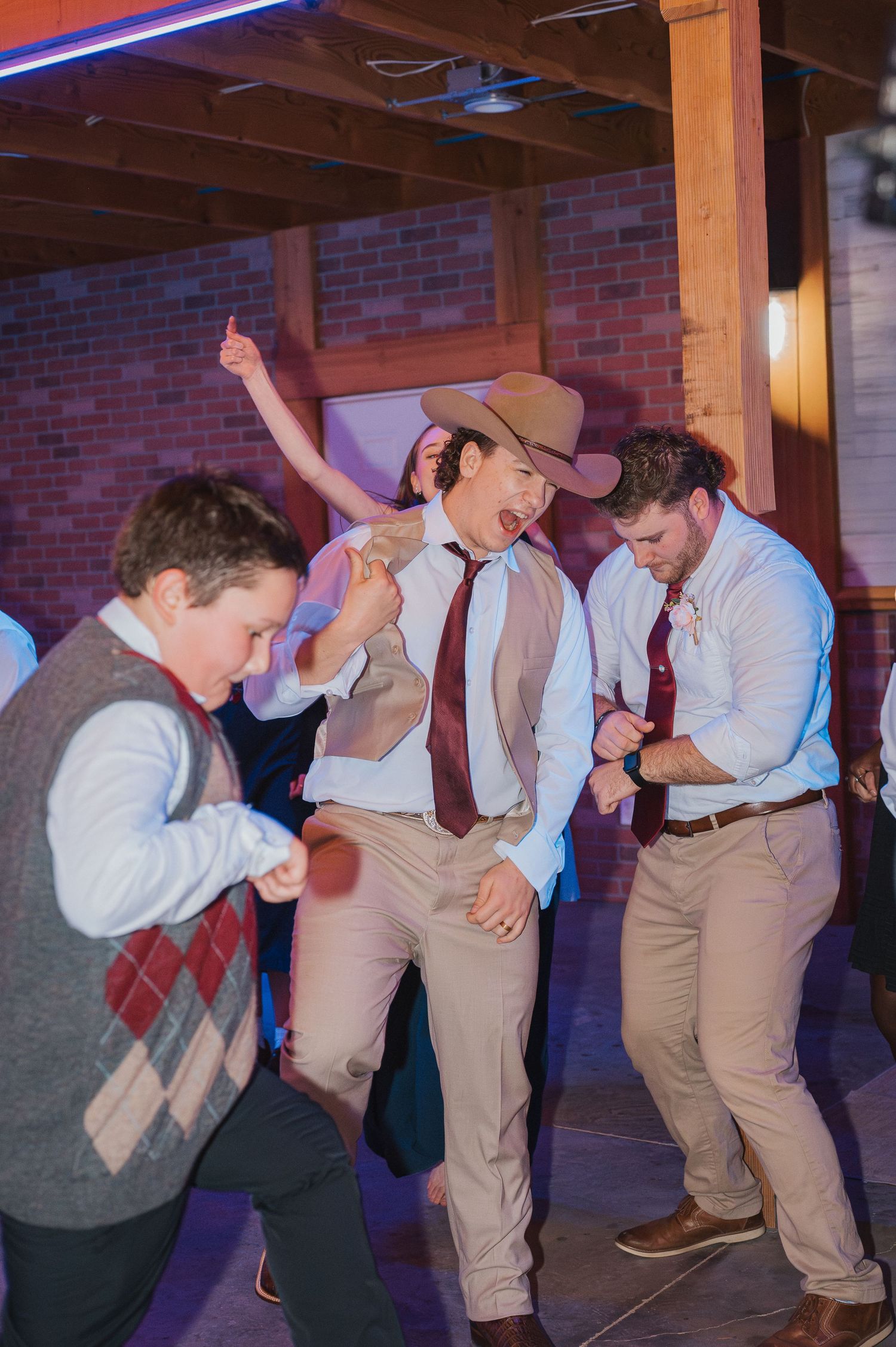 Groom dancing at a wedding reception in Kuna, Idaho